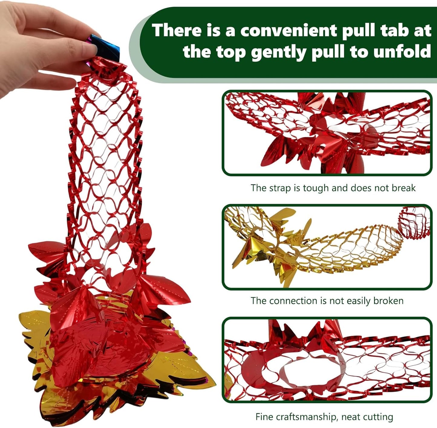 8Pcs Christmas Ceiling Decorations, Foil Christmas Hanging Garlands for Ceiling, Streamers for Xmas Party Decorations Indoor