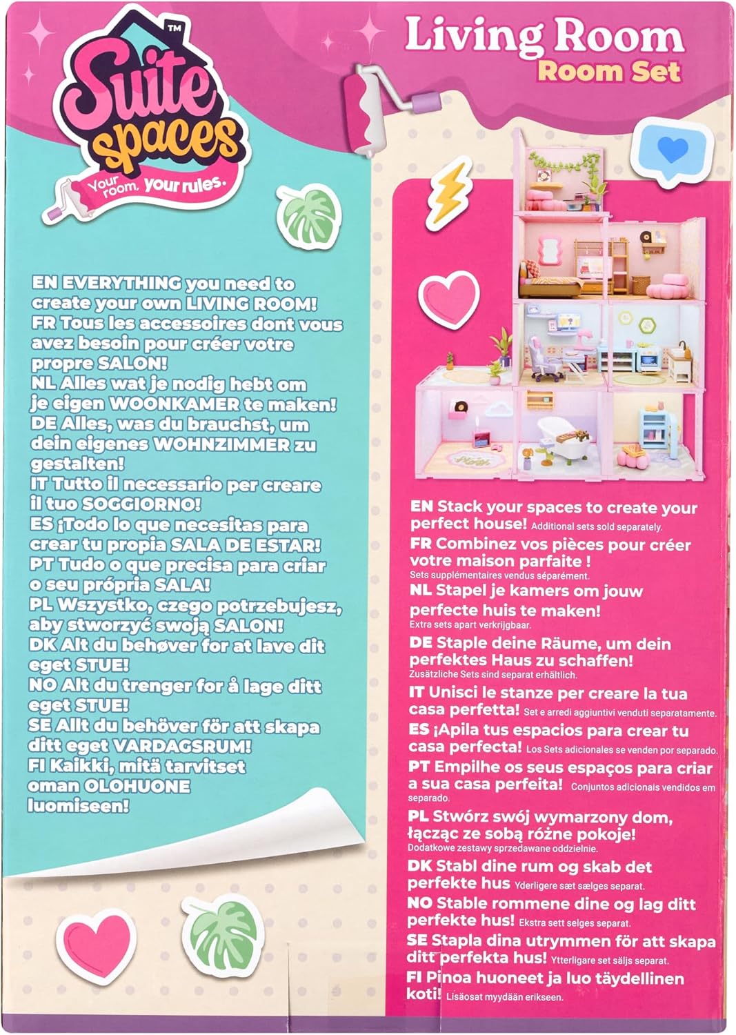 Goliath Suite Spaces - Living Room Set | Your Room, Your Rules! Contains 20 Lounge Themed Accessories | Modular Dolls House Rooms with Customizable Furniture & Decor | For Ages 6+