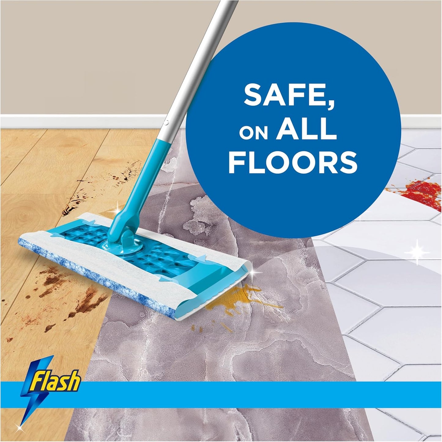 Flash Speedmop Wet Floor Cleaning Wipes, 48 Cloths (24x2), Antibac Lemon Multi-Surface, Trap & Lock Daily Dirt, Grease & Grime Without Getting Down On Your Knees