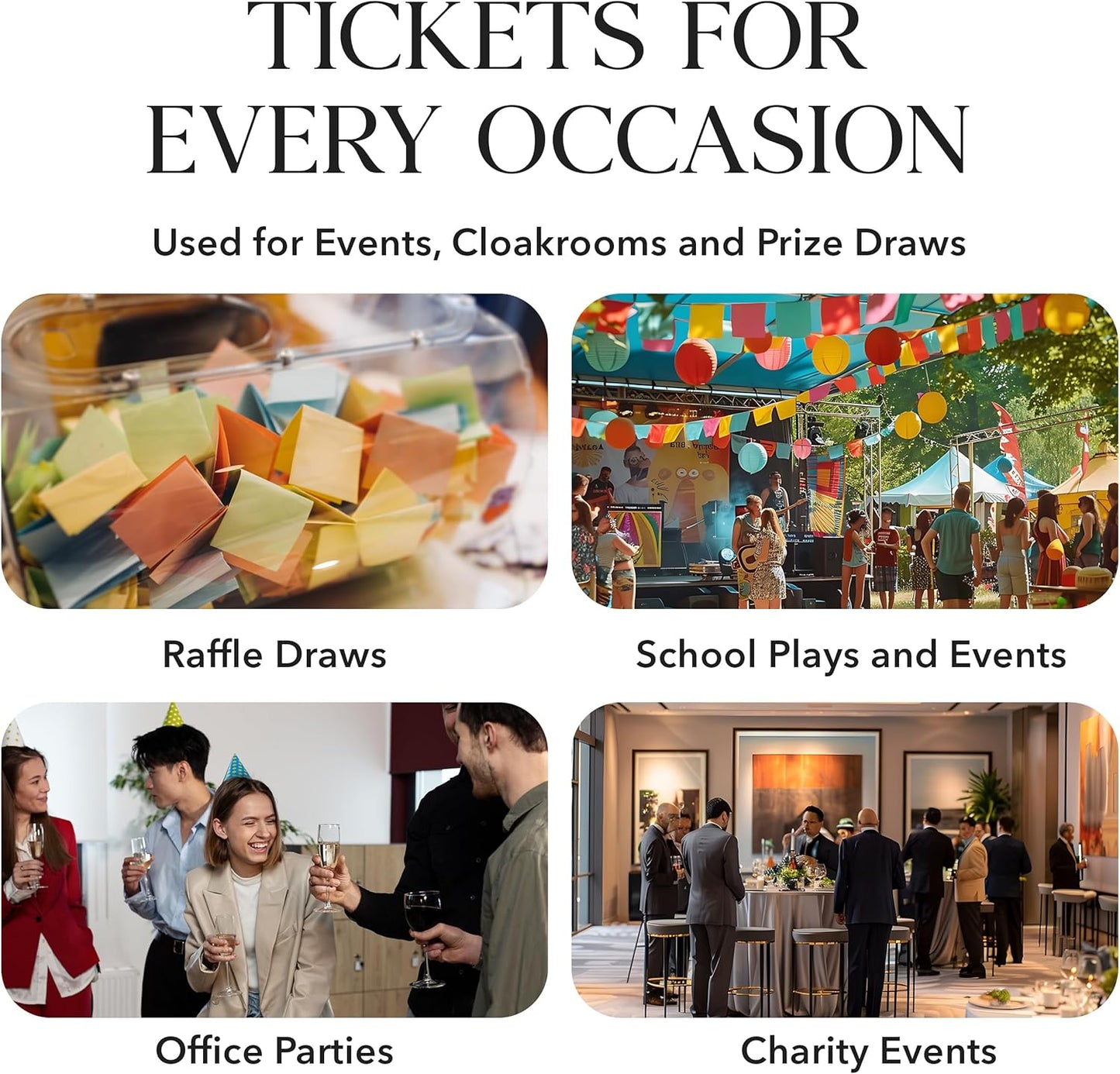 SIC ยฎ 5-Pack Raffle Tickets Books 1-1000 โ Cloakroom & Tombola Drum Tickets with Security Numbering โ Numbered Raffle Books โ Ideal for Fundraising, Prize Draws & Charity Events