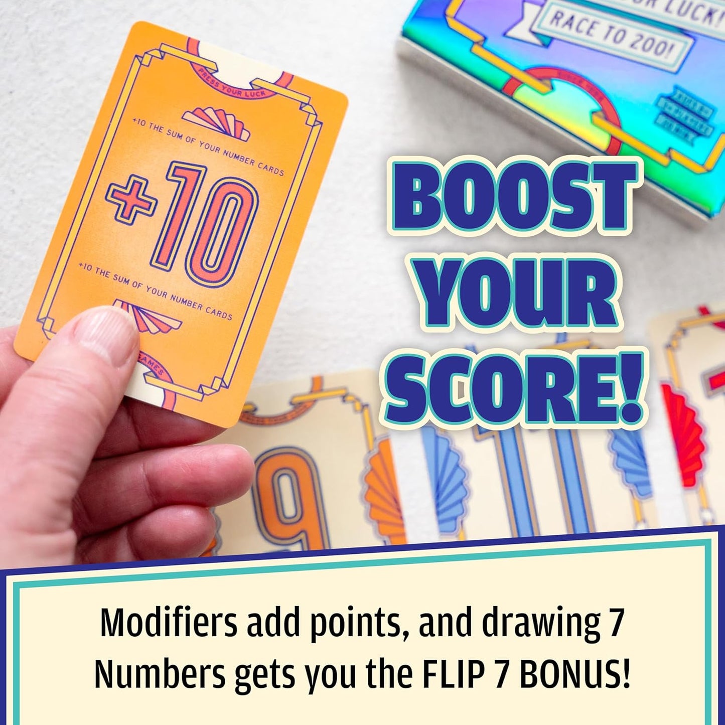 USAopoly | Flip 7 | Party Card Game | Ages 8+ | 3+ Players | 20 Minutes Playing Time, New