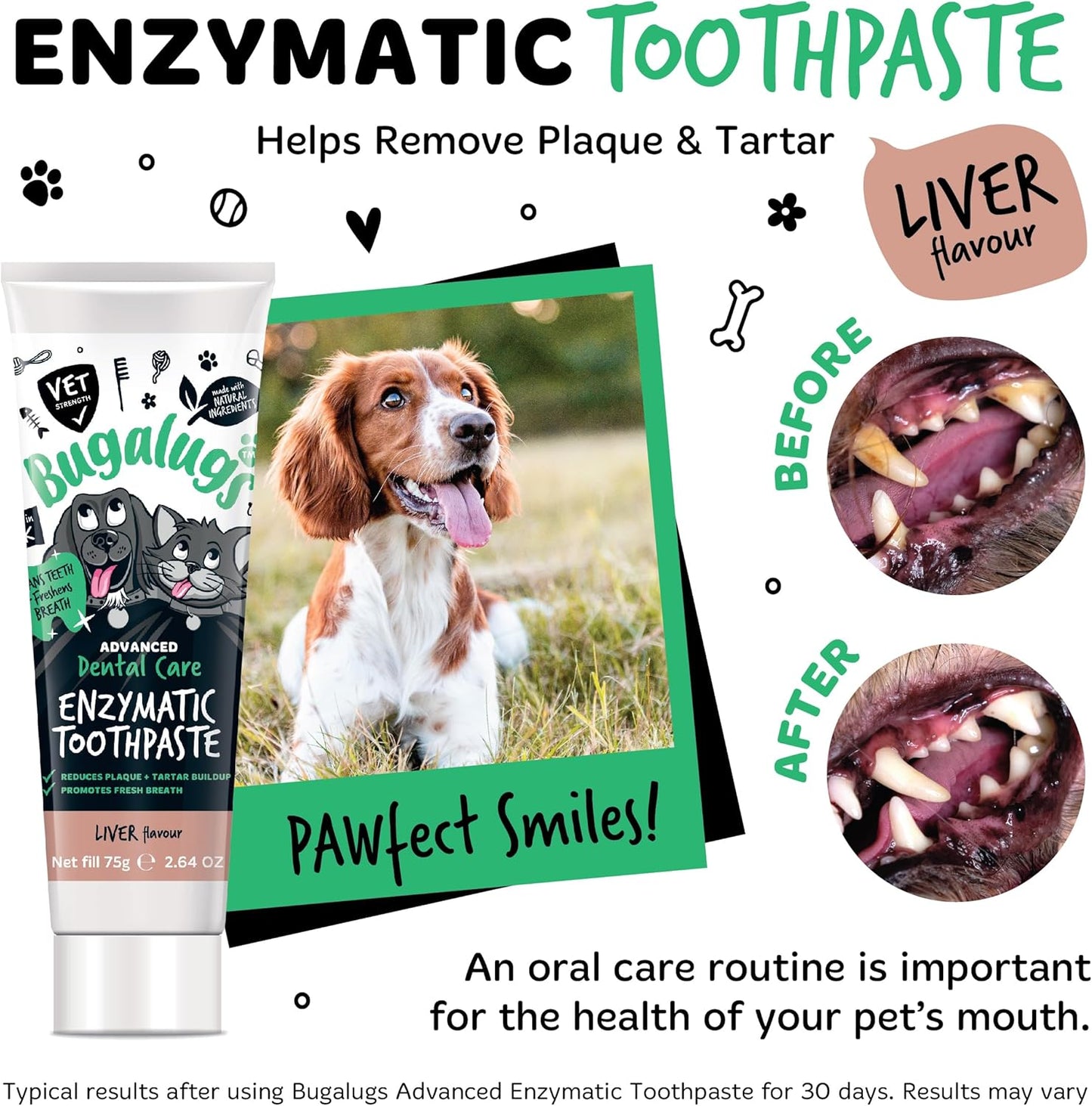 Bugalugs Dog Toothbrush and Toothpaste Kit Includes Cats & Dog Toothpaste, 2 x Finger Cat Toothbrush, 1 x Dog Toothbrush Dog Teeth Cleaning Products for Dog Plaque Remover & Dog Breath Freshener