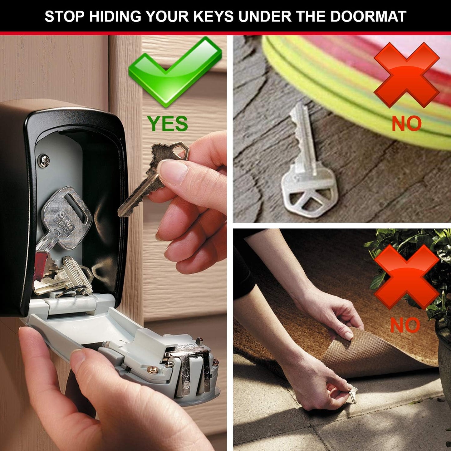 Master Lock Key Safe, 5401EURD, Key Lock Box, Black and Silver, Medium