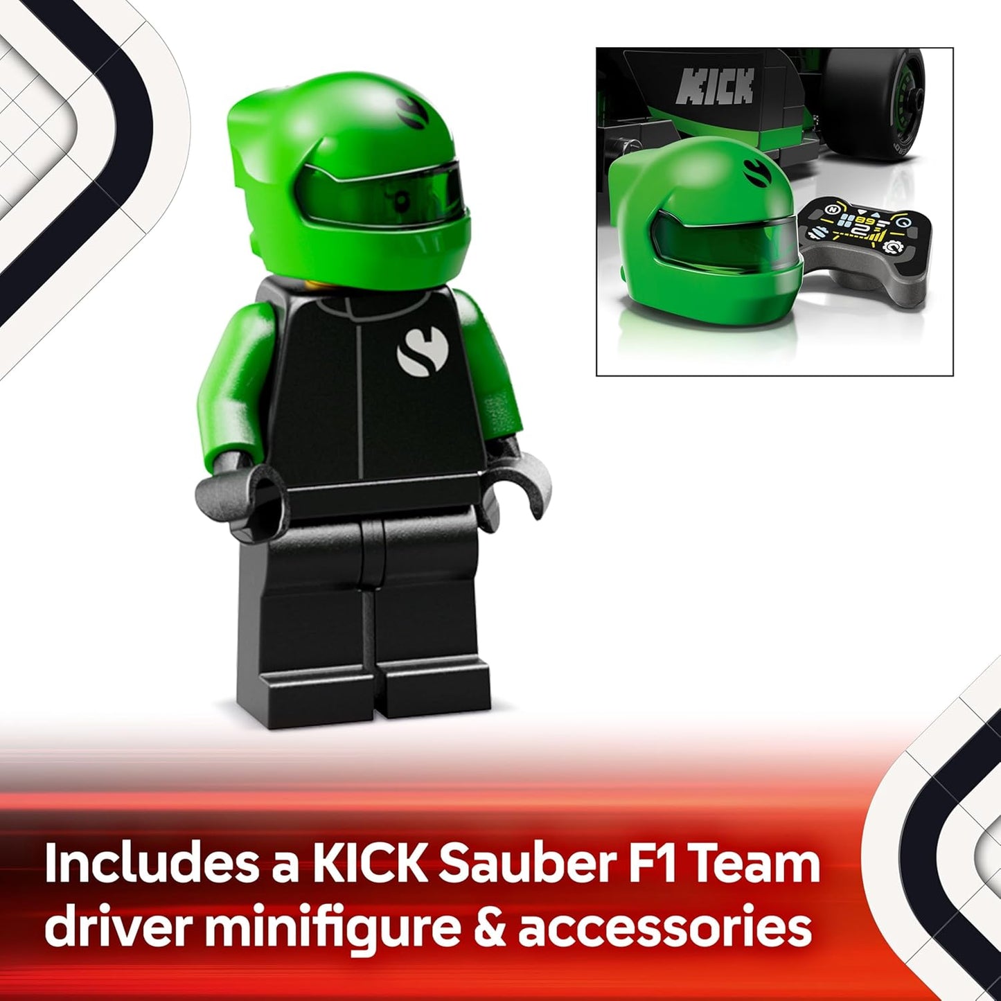 LEGO Speed Champions KICK Sauber F1 Team C44 Race Car Toy with a Collectible Formula 1 Driver Minifigure - Model Kits for 10+ Year Old Boys & Girls or Adult Motorsport Fans 77247