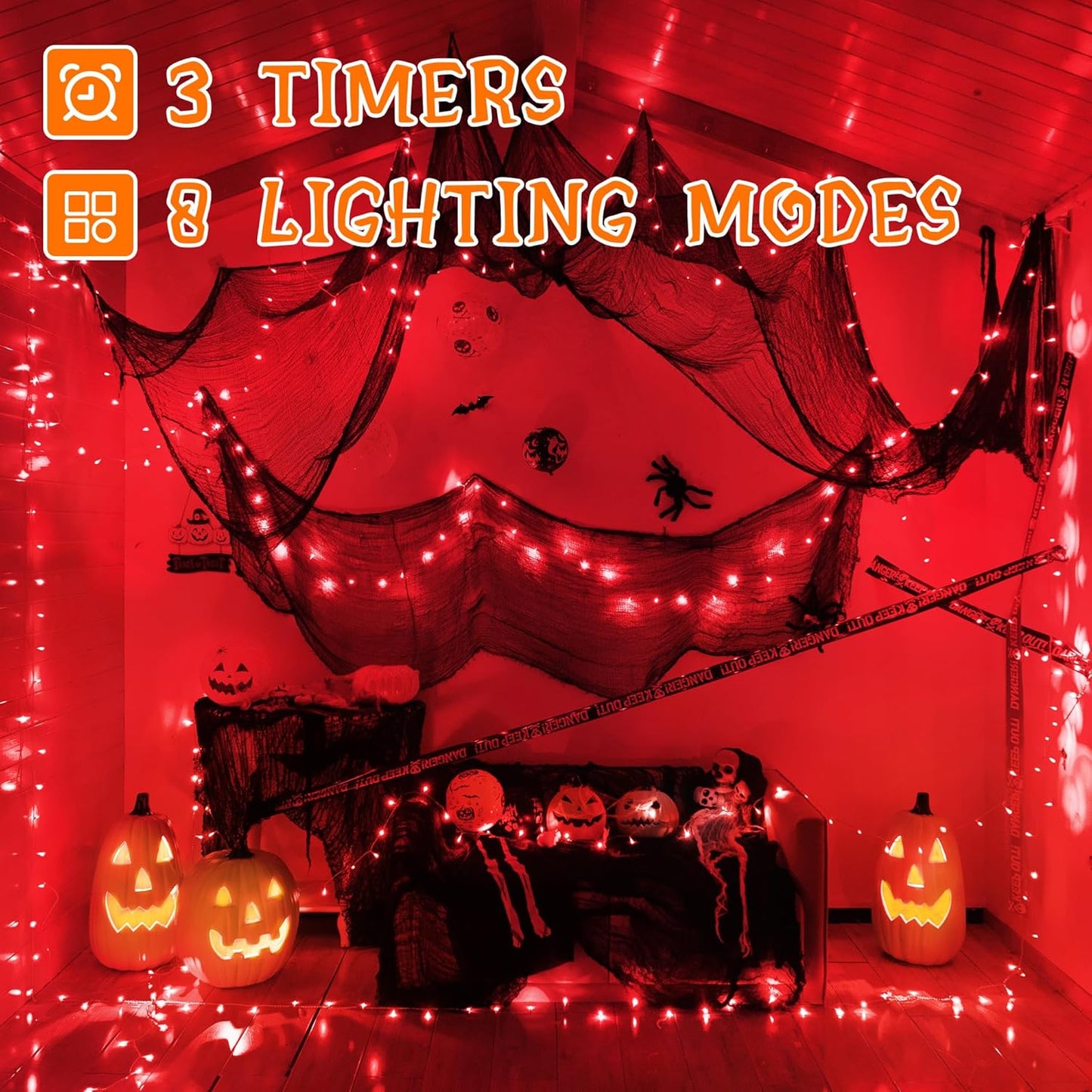 Ollny 10m 100 LED Fairy Lights Mains Powered, Outdoor Waterproof String Light with Remote/Plug/Modes/Timer, Bright Red Lighting Outside Indoor Garden Tree Decorations