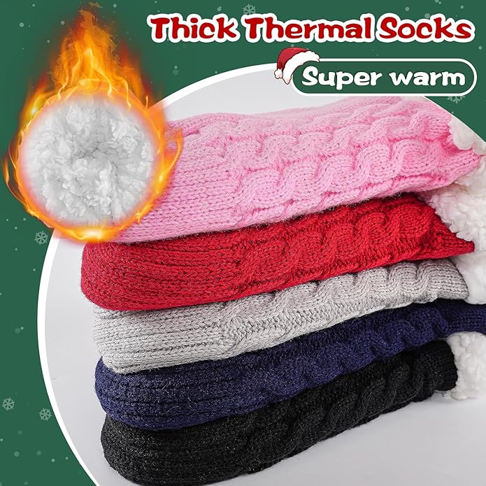 Fluffy Slipper Socks for Women & Men – Thick Cosy Bed Socks with Non-Slip Grippers, Warm Fuzzy Winter Socks for Indoor Home Use, Perfect Christmas Gifts, UK Size 4-9