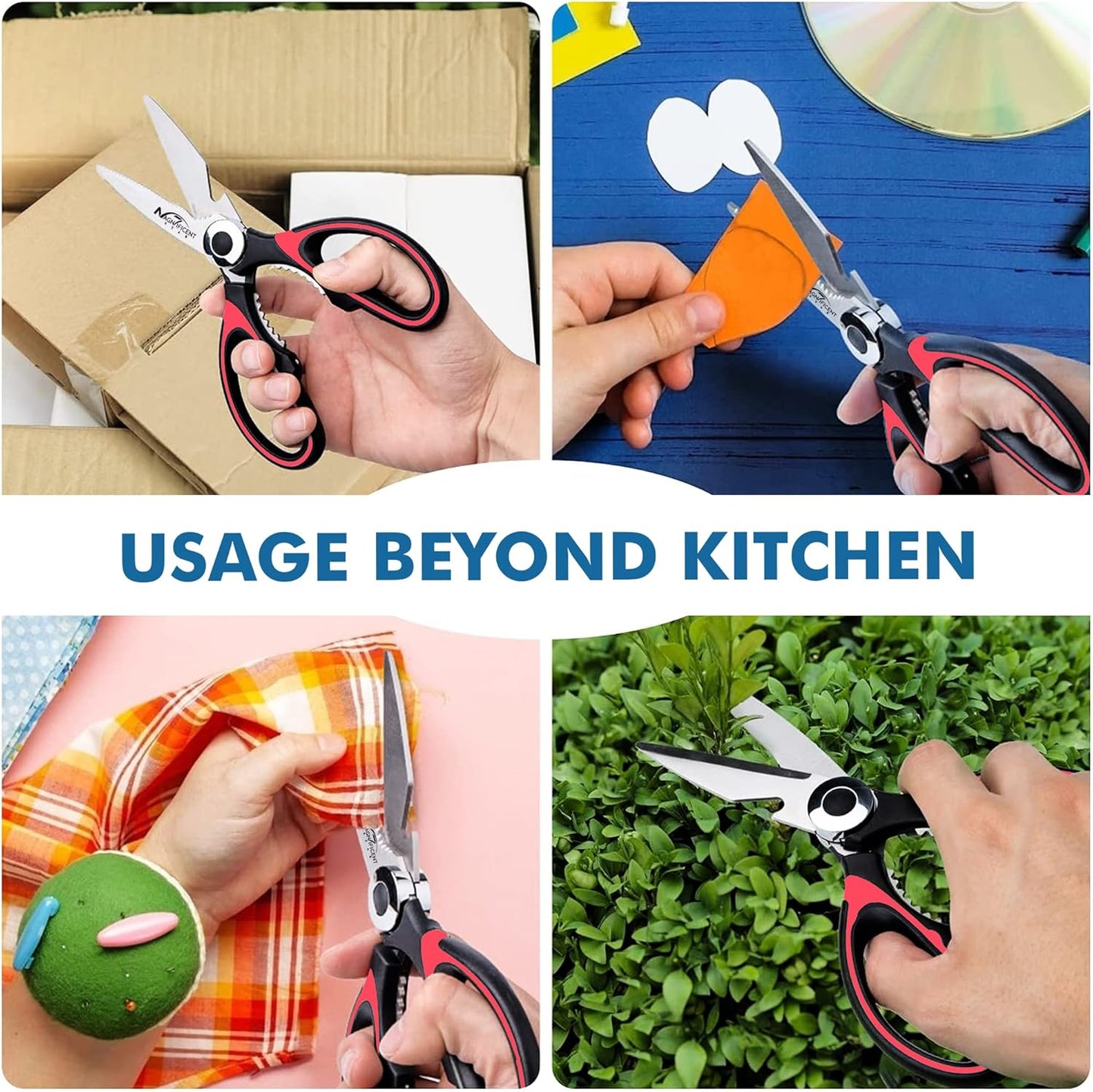 Magnificent Kitchen Scissor, Heavy Duty Scissors for Kitchen Use with Safety Cover & Soft Grip & Multi-Functional Utility Scissors, Shears for Meat Poultry Herbs Cutting, Bottle Jar Opener