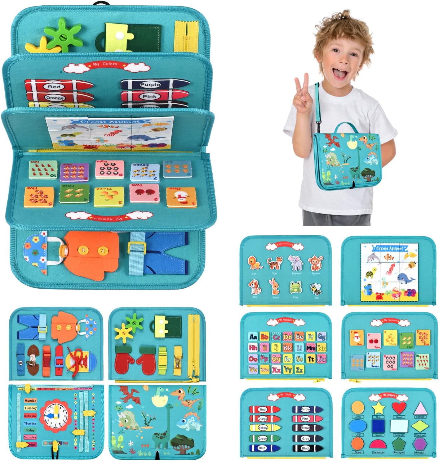Busy Board Montessori Toys For 3 4 5 6 7 8 Year Old Girls Boys Sensory Toys For Toddlers Preschool Educational Learning Toys Activity Board For Fine Motor Skills Kids Gifts Airplane Car Toys