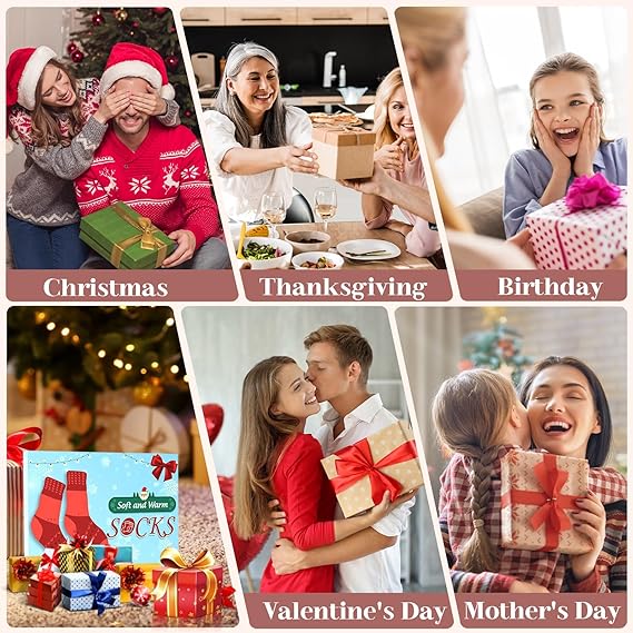 Christmas Gifts for Women Thermal Socks, 5 PCS Winter Warm Ladies Sock 4-7, Xmas Presents for Mum Daughter Grandma Nanny Teenage Girls Sister, Secret Santa Gift for Her Wife Womens Stocking Fillers