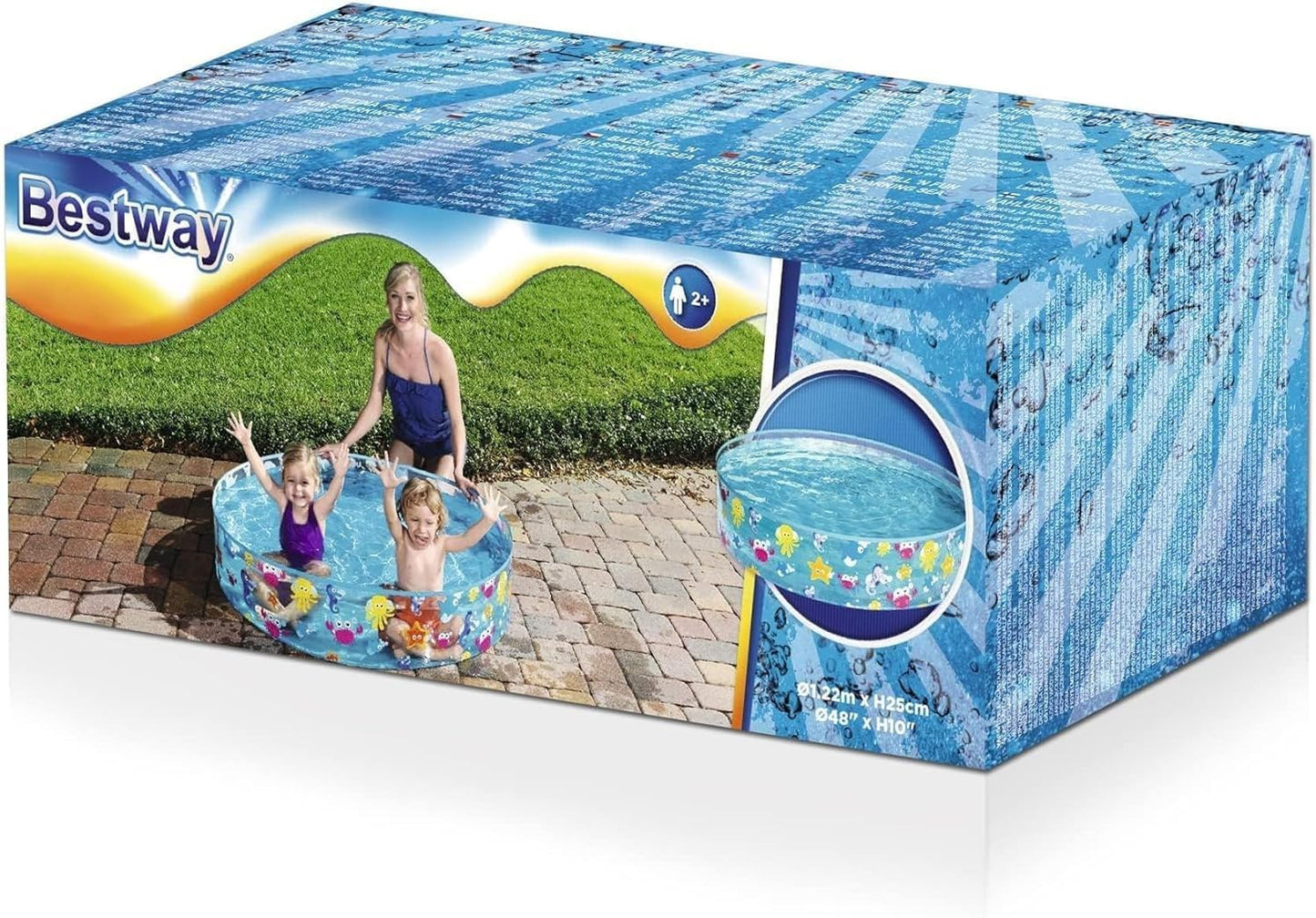 Bestway Sea Creature Paddling Pool Kiddie Swimming Pool, Inflatable Above Ground Pool, Outdoor Garden Pool, Blue, 48 x 10 Inch