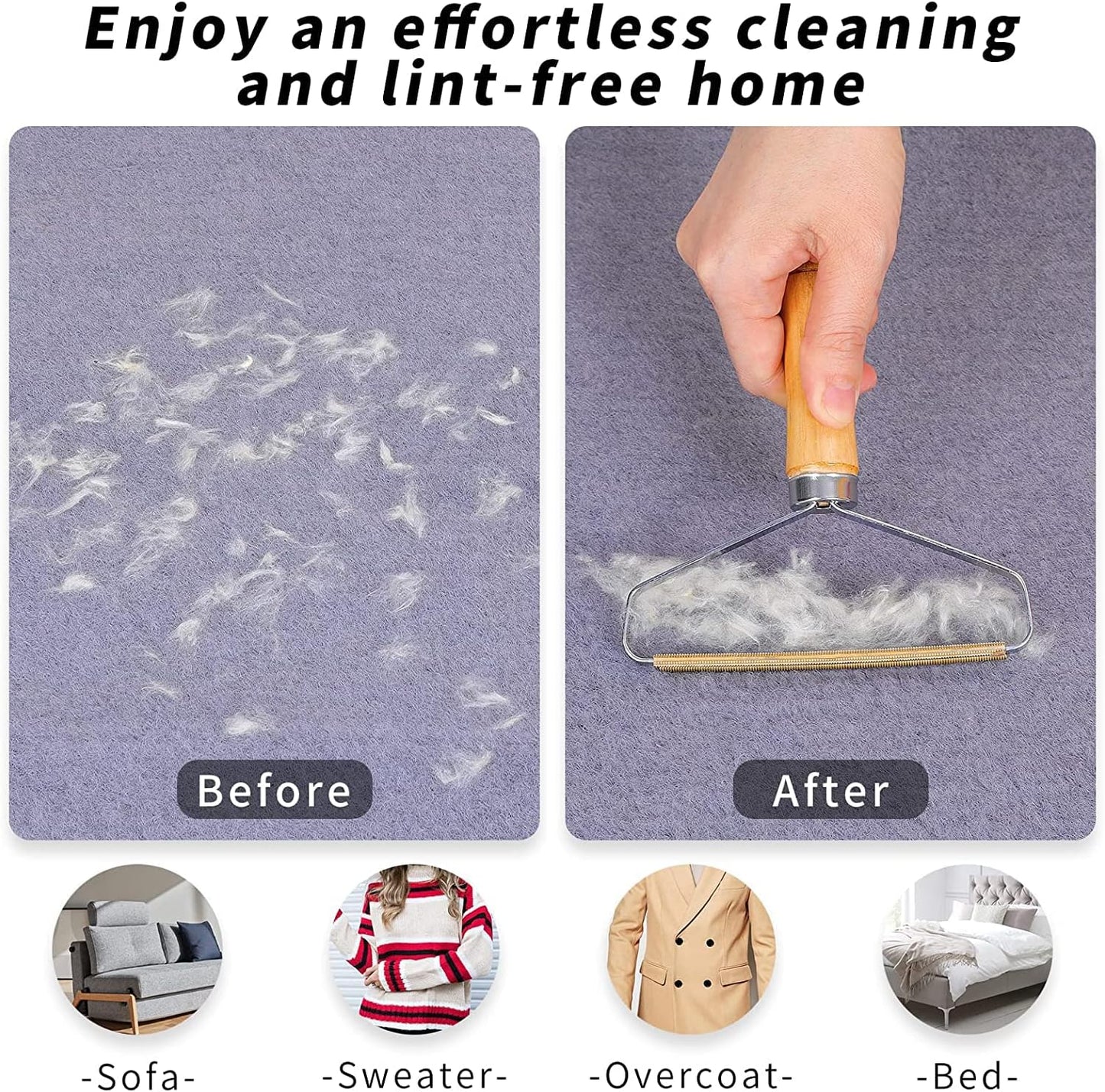 Portable Lint Remover - Carpet Scraper, Lint Cleaner, Pet Hair Remover, Clothes Fuzz Shaver, Reusable Double Sided Lint Remover Easy to Removing Lint Pet Hair Dust in Clothes and Furniture 1 Pack