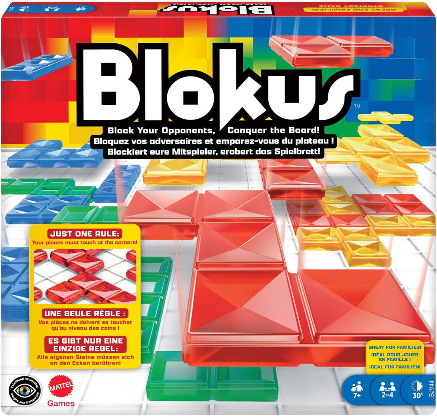 Mattel Games Blokus, Family Board Game for Kids and Adults for Party Game Night, Strategy Game, Engaging Gift for Kids, 2 to 4 Players, Ages 7 and Up, BJV44