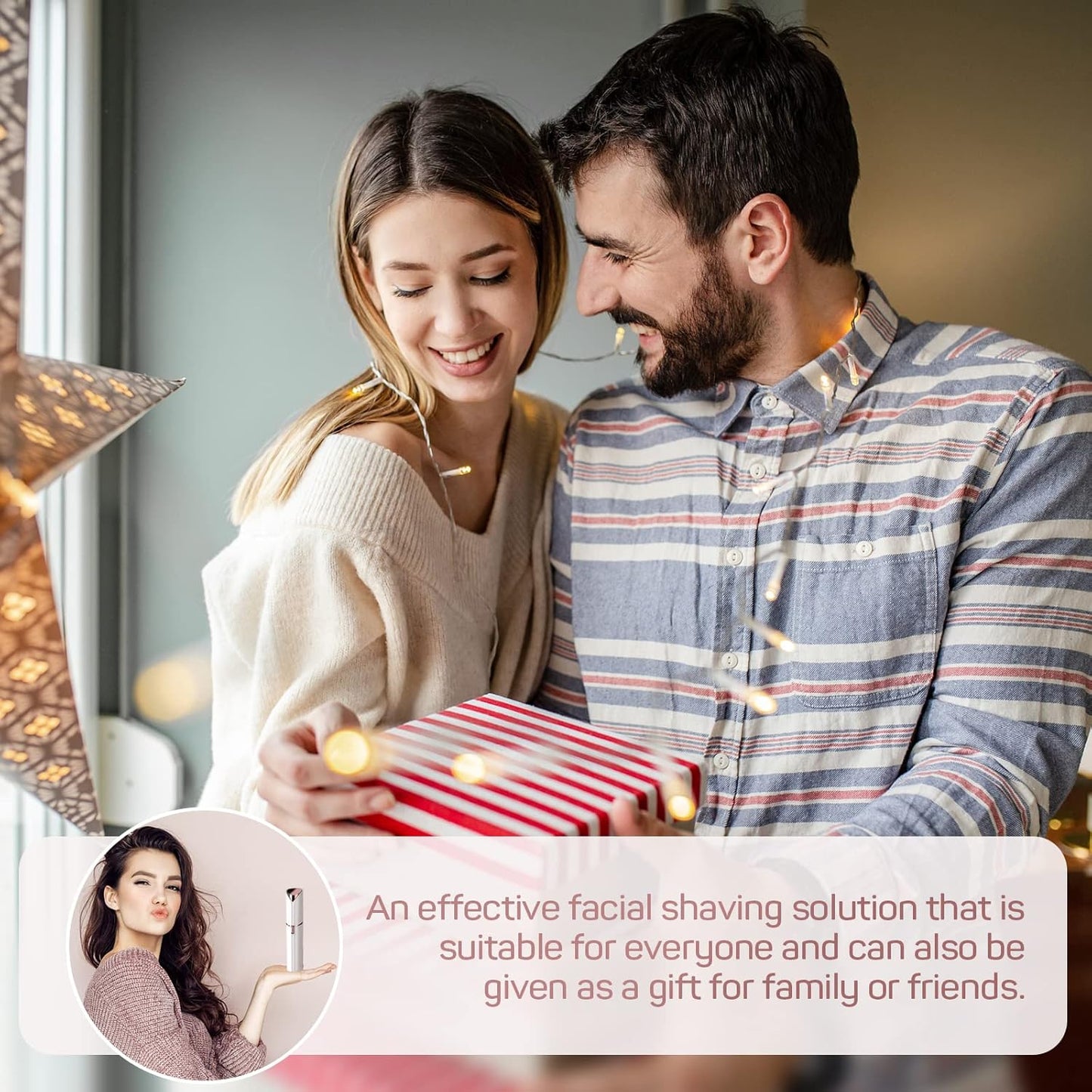 Facial Hair Remover for Women – Painless Epilator with 2 Replacement Heads – Gentle Hair Removal for Lip, Mustache, and Chin