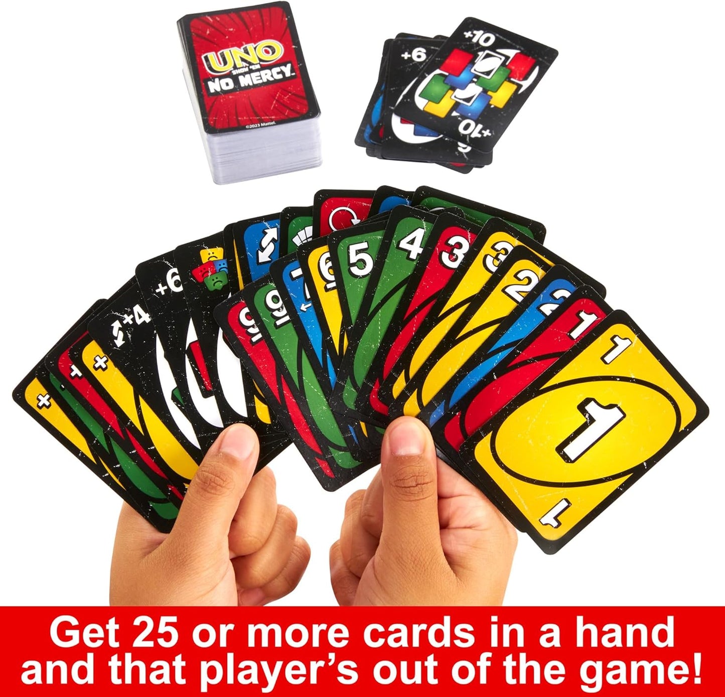Mattel Games UNO Show ?em No Mercy Card Game for Kids, Adults & Family Parties and Travel With Extra Cards, Special Rules and Tougher Penalties., HWV18