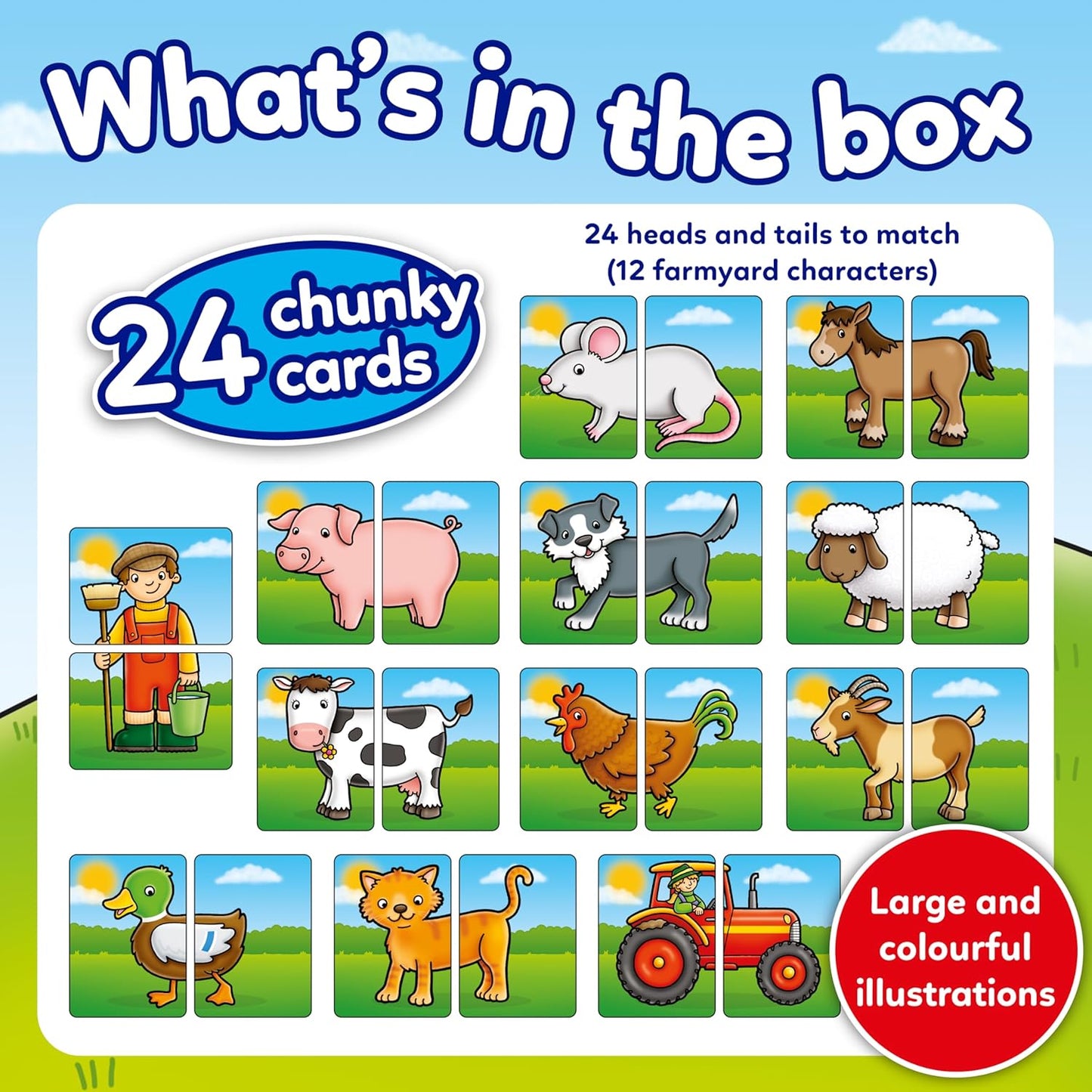 Orchard Toys Farmyard Heads and Tails Game, Memory & Matching Pairs Card Game, Educational Games and Toys for Toddler and Preschool, 18-Month-Old and Up