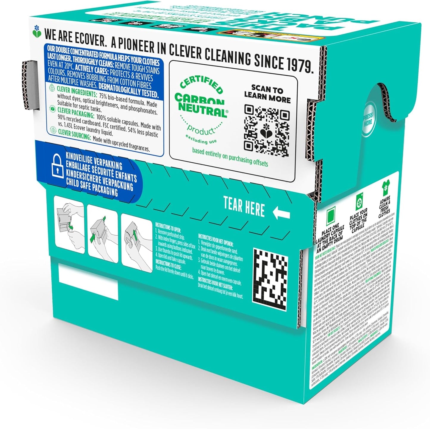 Ecover Bio Washing Capsules - Laundry Capsules / Tablets - Laundry Detergent With Clean And Fresh Lilac & Rescued Rose Scent, 1x Pack of 34 Capsules / Tablets