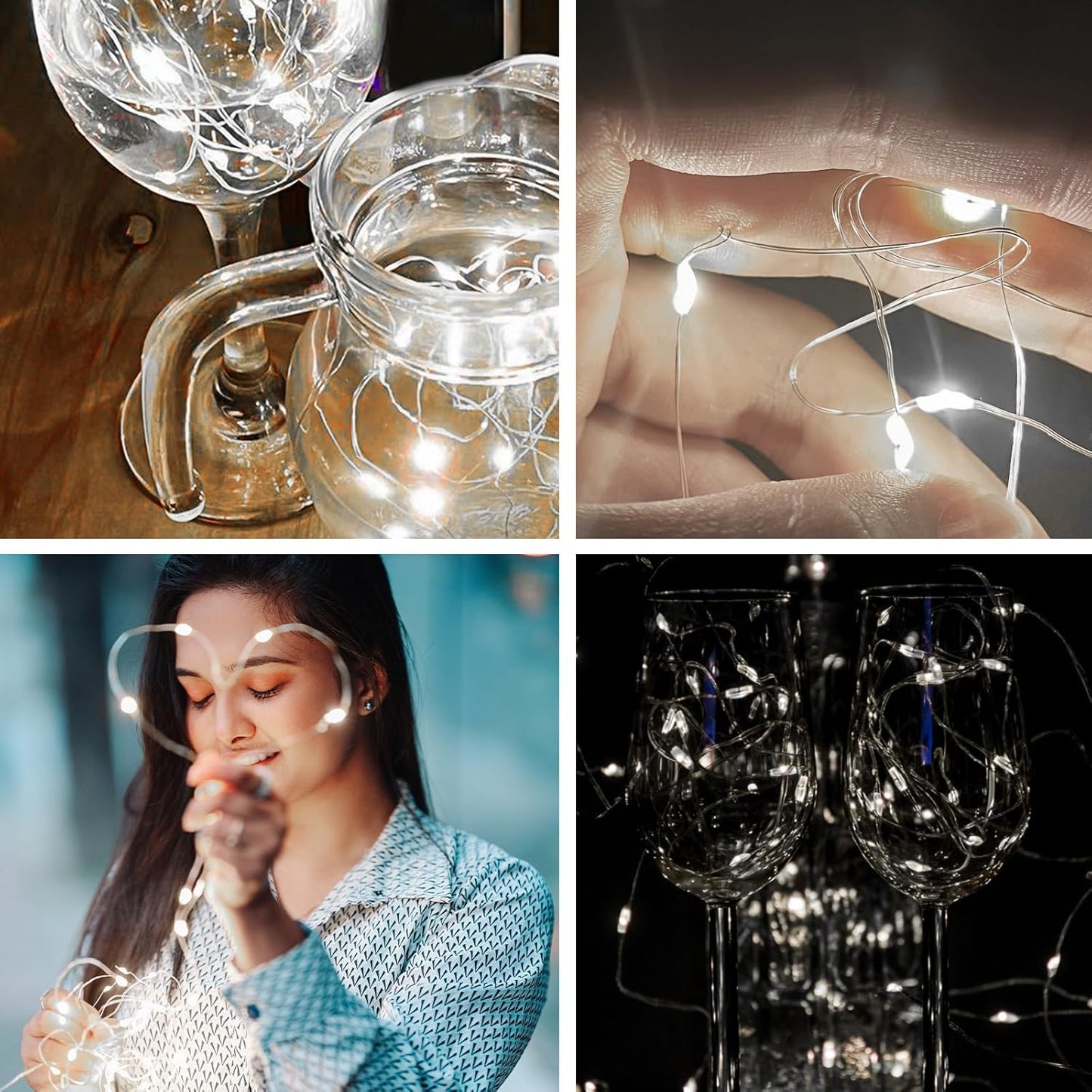 Jsdoin Fairy Lights, 6 Pack 2m 20 Led Battery Operated String Lights Copper Wire Light for Indoor Outdoor Lighting, Bedroom, Wedding Decor, Party, Christmas, Tree Decoration (Cool White)