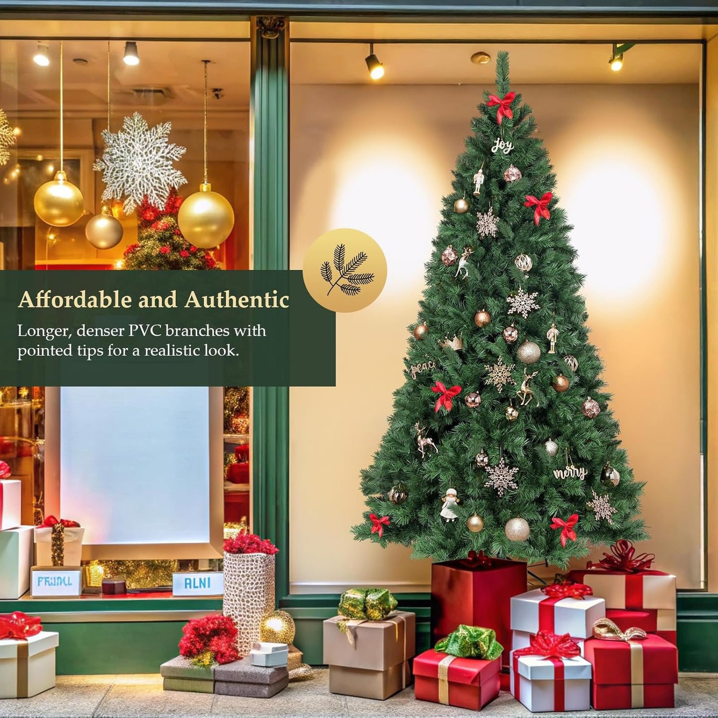 SALCAR 7ft Christmas Tree – Realistic Artificial Christmas Tree with Metal Stand, 210cm Xmas Tree, Quick Setup, Premium Christmas Decoration