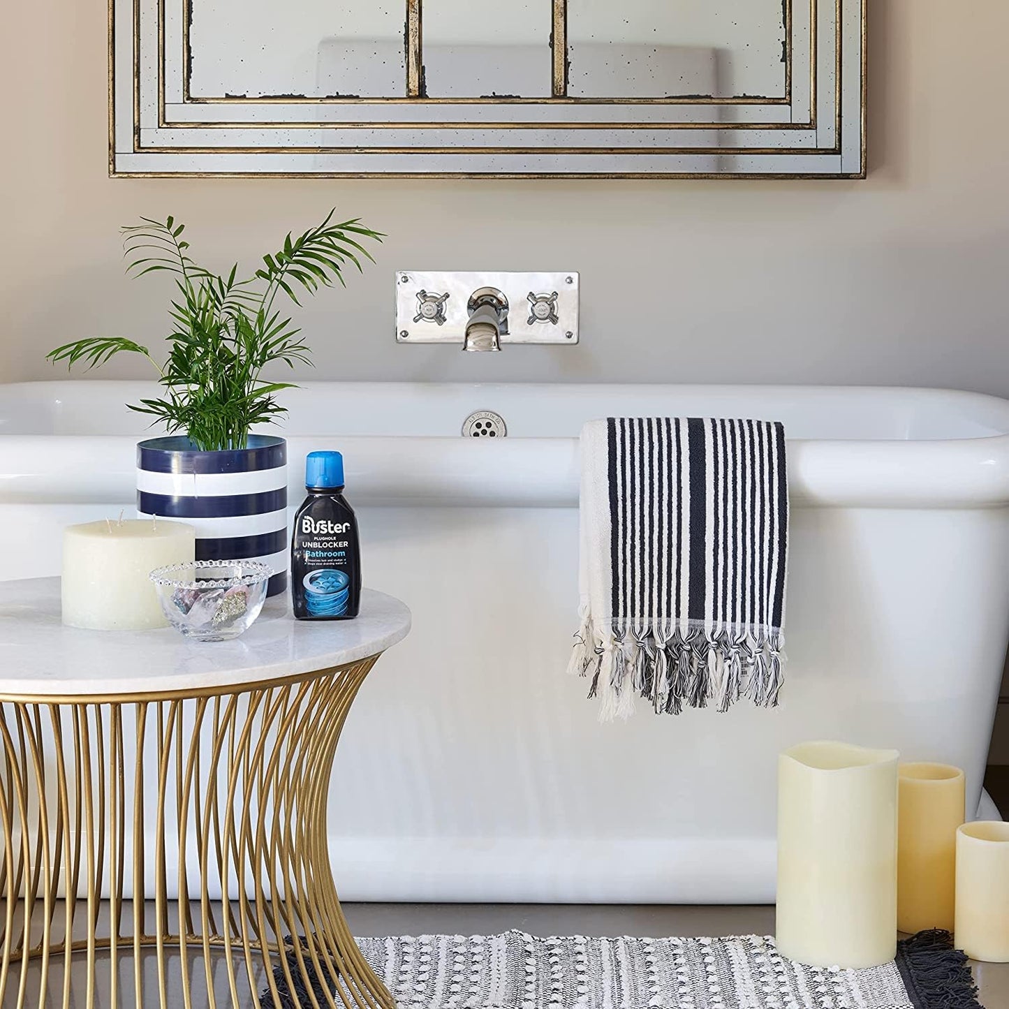 Buster Bathroom Drain Unblocker 300ml, Pack of 3 – Sink Unblocker Removes Hair & Sludge in Showers, Baths & Sinks. Fast-Acting Shower Drain Unblocker Clears Blockages & Slow-Draining Water