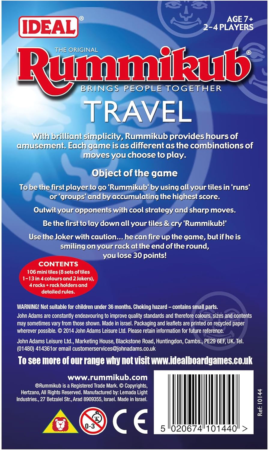 Rummikub IDEAL Travel game: Brings people together | Family Strategy Games | For 2-4 Players | Ages 7+