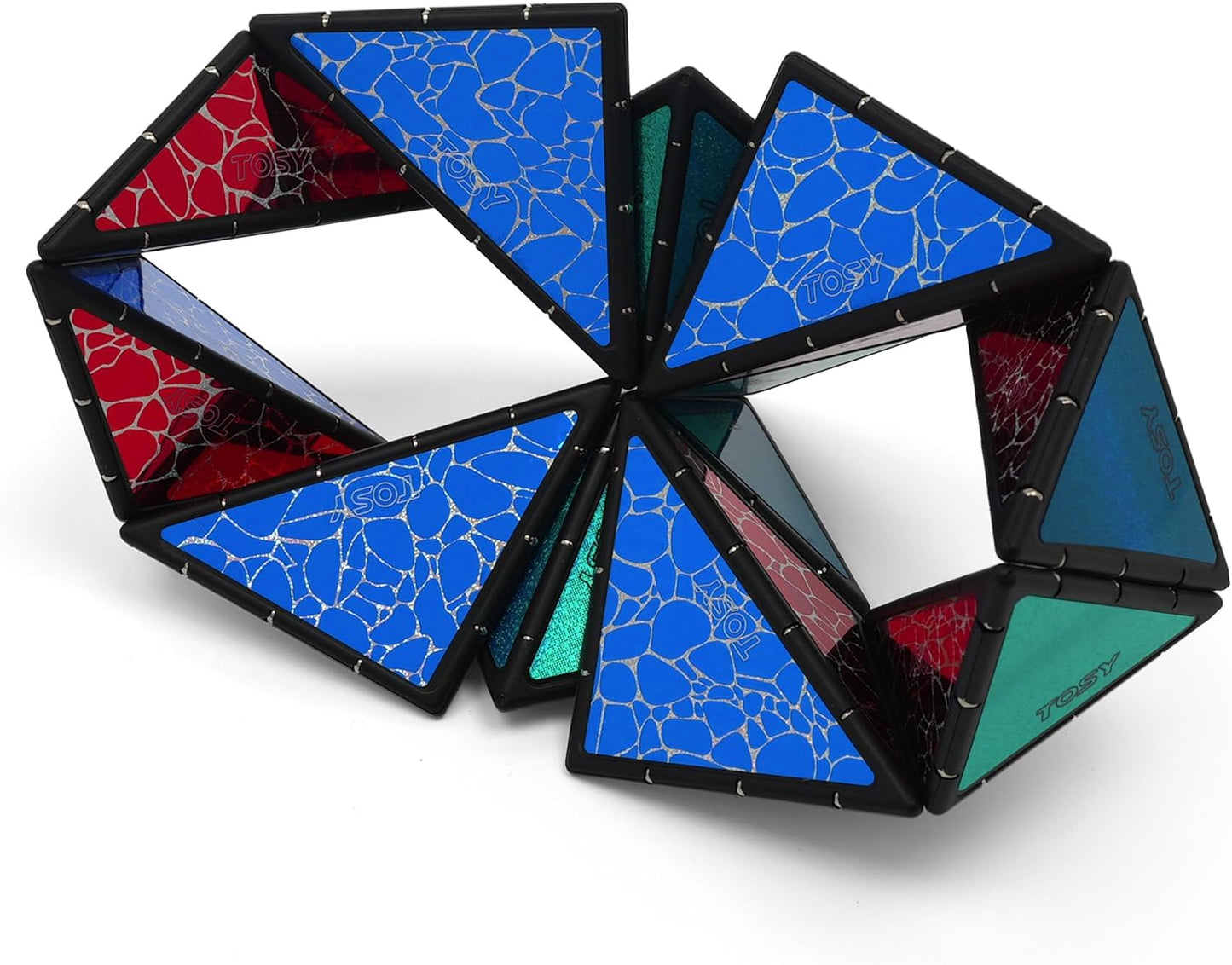 TOSY Magnet Pyramid Stone - 1 Cube Transforms into 1 Billion Shapes, 12 pieces, 243 Magnets, Holographic Design Magnet Tiles Creative Puzzle STEM/STEAM Toy