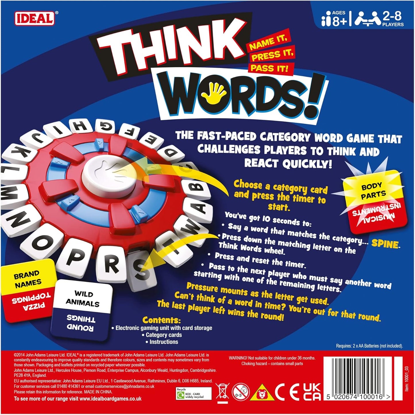 Ideal | Think Words: The quick thinking, letter pressing game! | Family Games | For 2-8 Players | Ages 8+