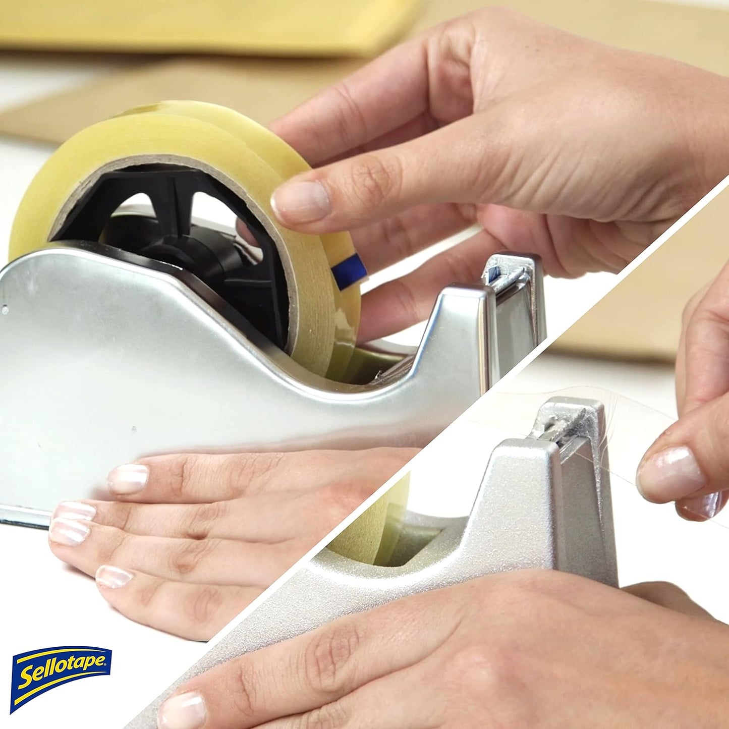 Sellotape Original Golden, Multi-Purpose Clear Tape for Household Objects, Clear Packing Tape for Sticking Envelopes or Cards, Easy to Use Packaging Tape, 24mmx50m