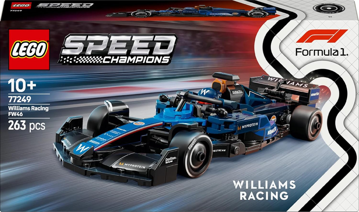 LEGO Speed Champions Williams Racing FW46 F1 Race Car Toy with a Collectible Formula 1 Driver Minifigure - Model Kits for 10+ Year Old Boys & Girls or Adult Motorsport Fans 77249