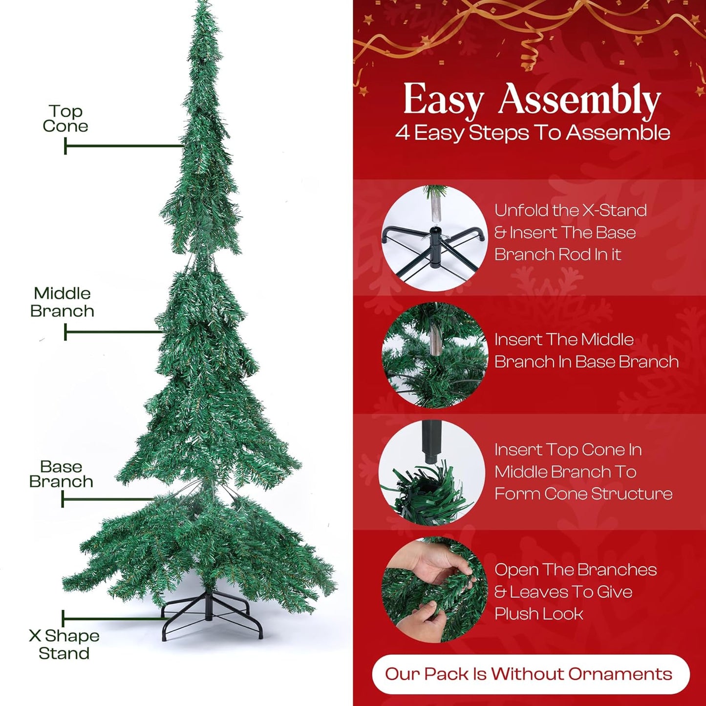 KLASS 7ft Christmas Tree 900 Tips Lush Xmas Tree Premium PVC Realistic Artificial Christmas Tree With Metal Stand, Green Christmas Trees in 4ft, 5ft, 6ft & 7 ft Sizes Ideal Christmas Decoration