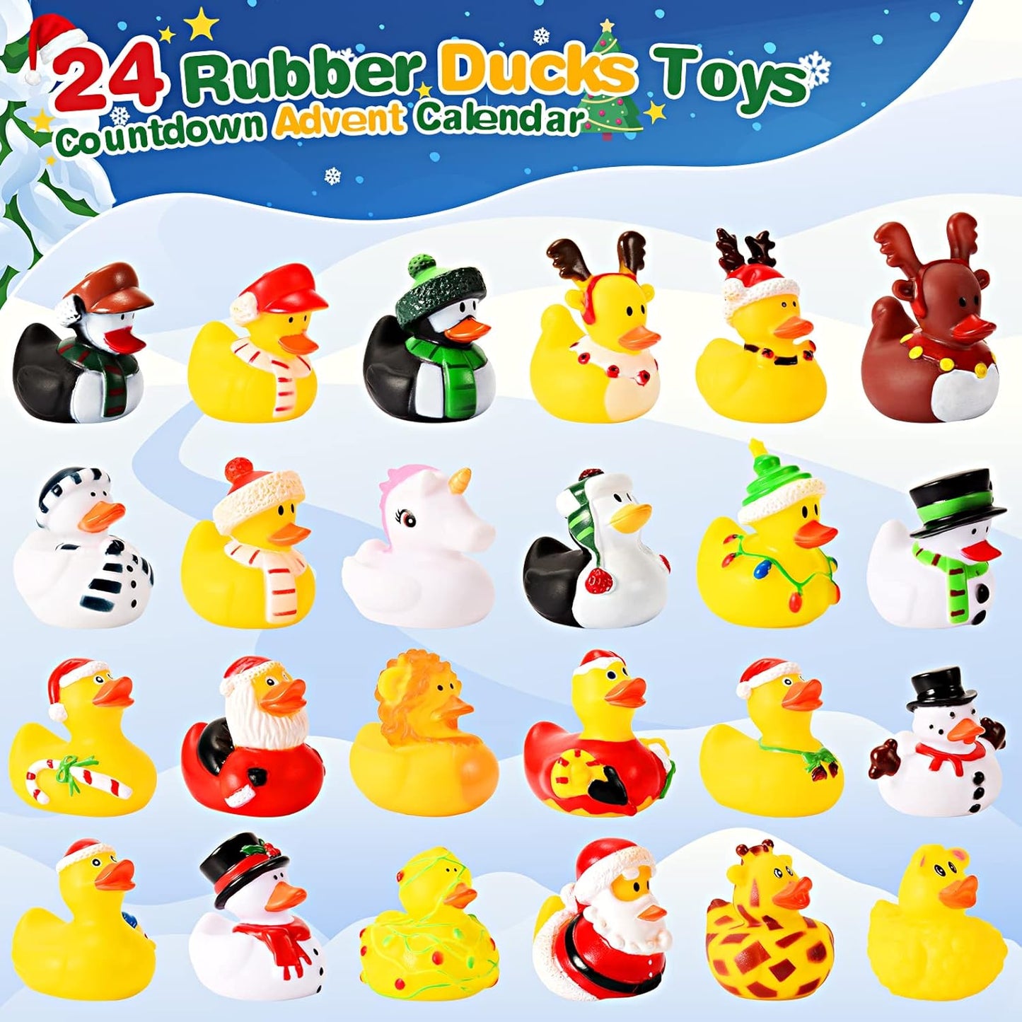 Gralal Advent Calendar 2025 Kids, Rubber Duck Bath Toys 24 Days Christmas Countdown Calendar 2025 Christmas Xmas Gifts for Kids Eve Gifts for 3-9 Year Old Girls Toys for 3-10 Year Old Boys