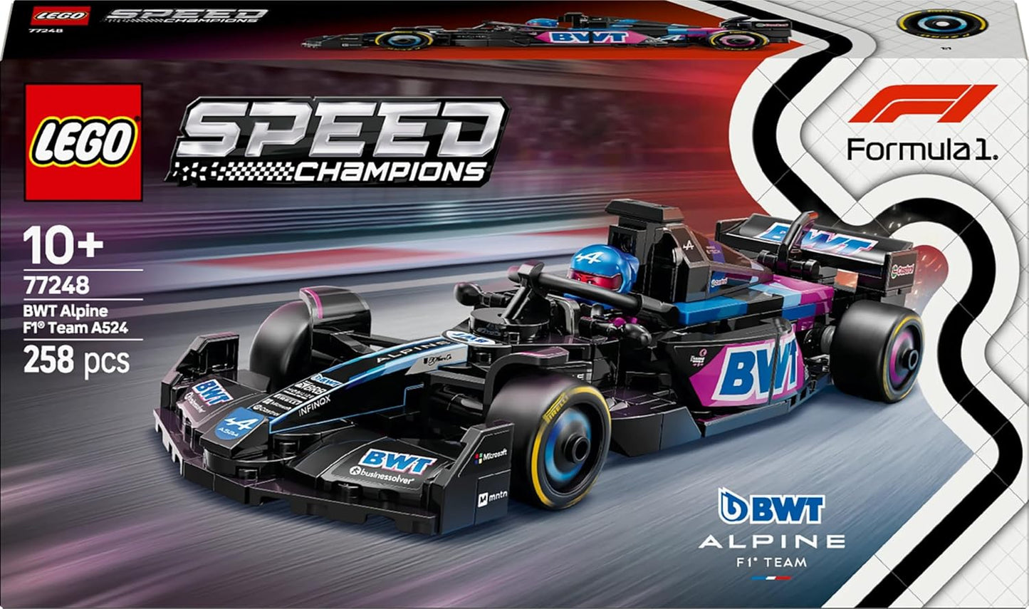 LEGO Speed Champions BWT Alpine F1 Team A524 Race Car Toy with a Collectible Formula 1 Driver Minifigure - Model Kits for 10+ Year Old Boys & Girls or Adult Motorsport Fans 77248