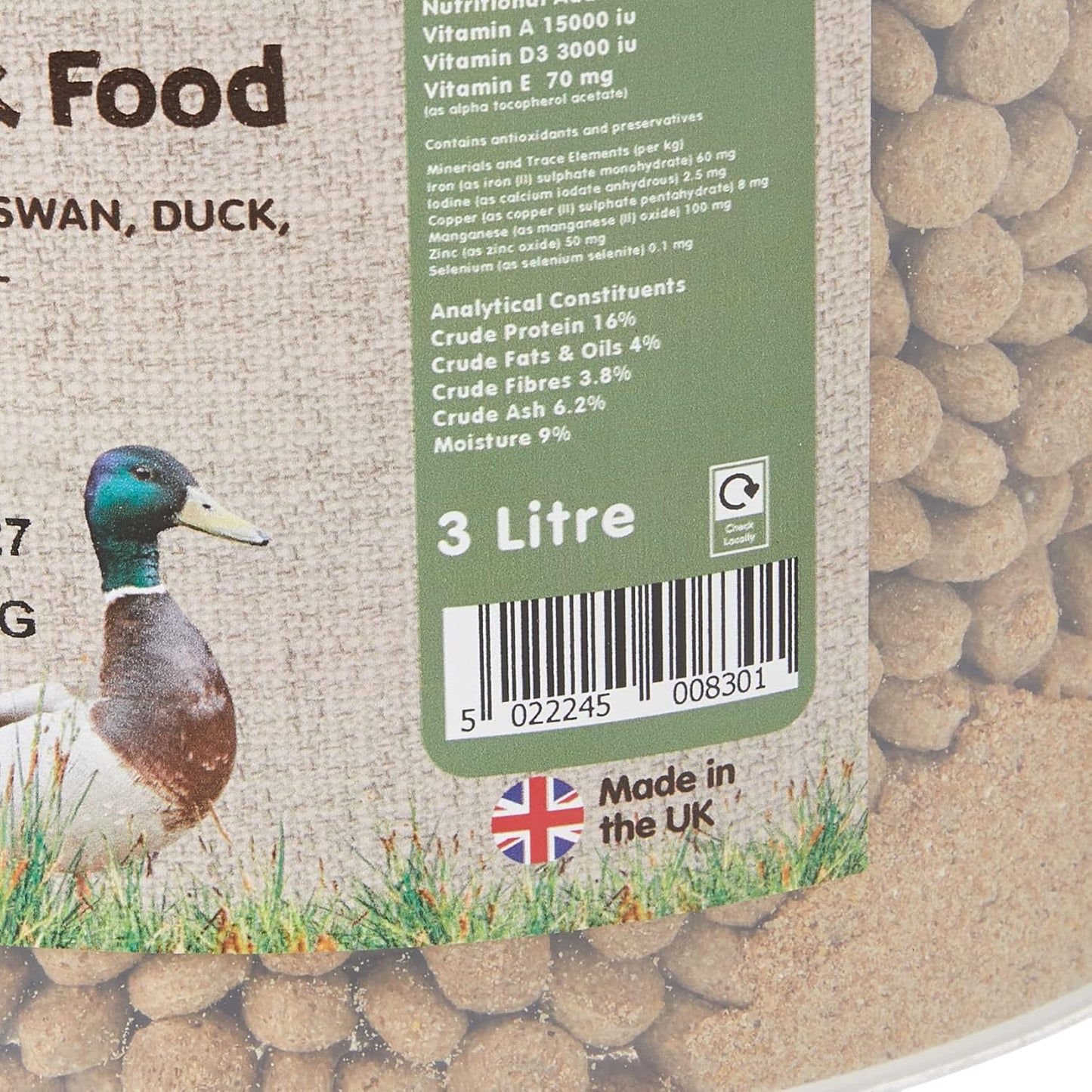 Extra Select Premium Swan and Duck Food Floating Pellets - Nutritious and Healthy Feed for Wild Geese, Ducklings and Waterfowl - Resealable Bucket 3 Ltr