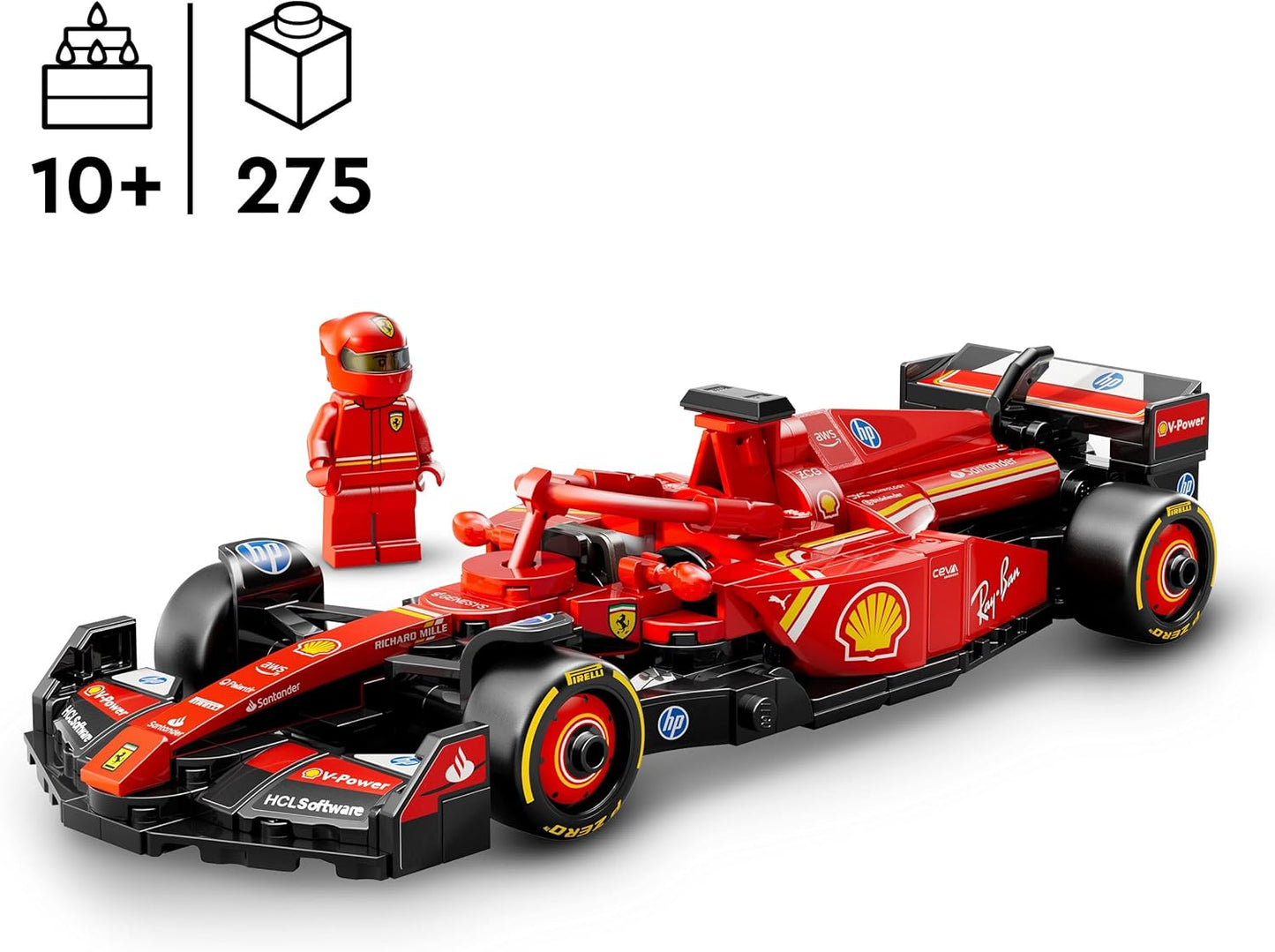 LEGO Speed Champions Ferrari SF-24 F1 Race Car Toy with a Collectible Formula 1 Driver Minifigure - Model Kits for 10+ Year Old Boys & Girls or Adult Motorsport Fans 77242