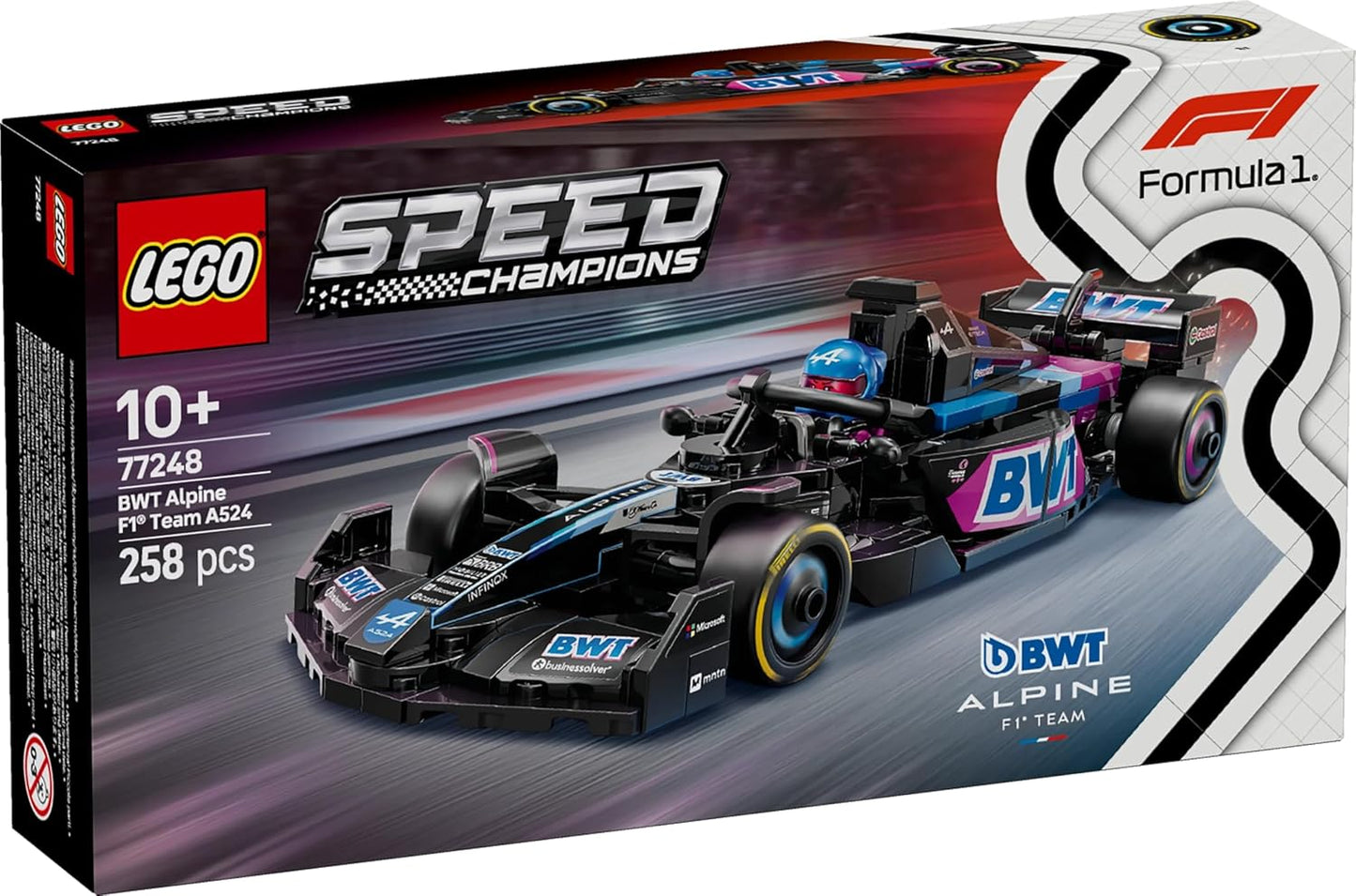 LEGO Speed Champions BWT Alpine F1 Team A524 Race Car Toy with a Collectible Formula 1 Driver Minifigure - Model Kits for 10+ Year Old Boys & Girls or Adult Motorsport Fans 77248