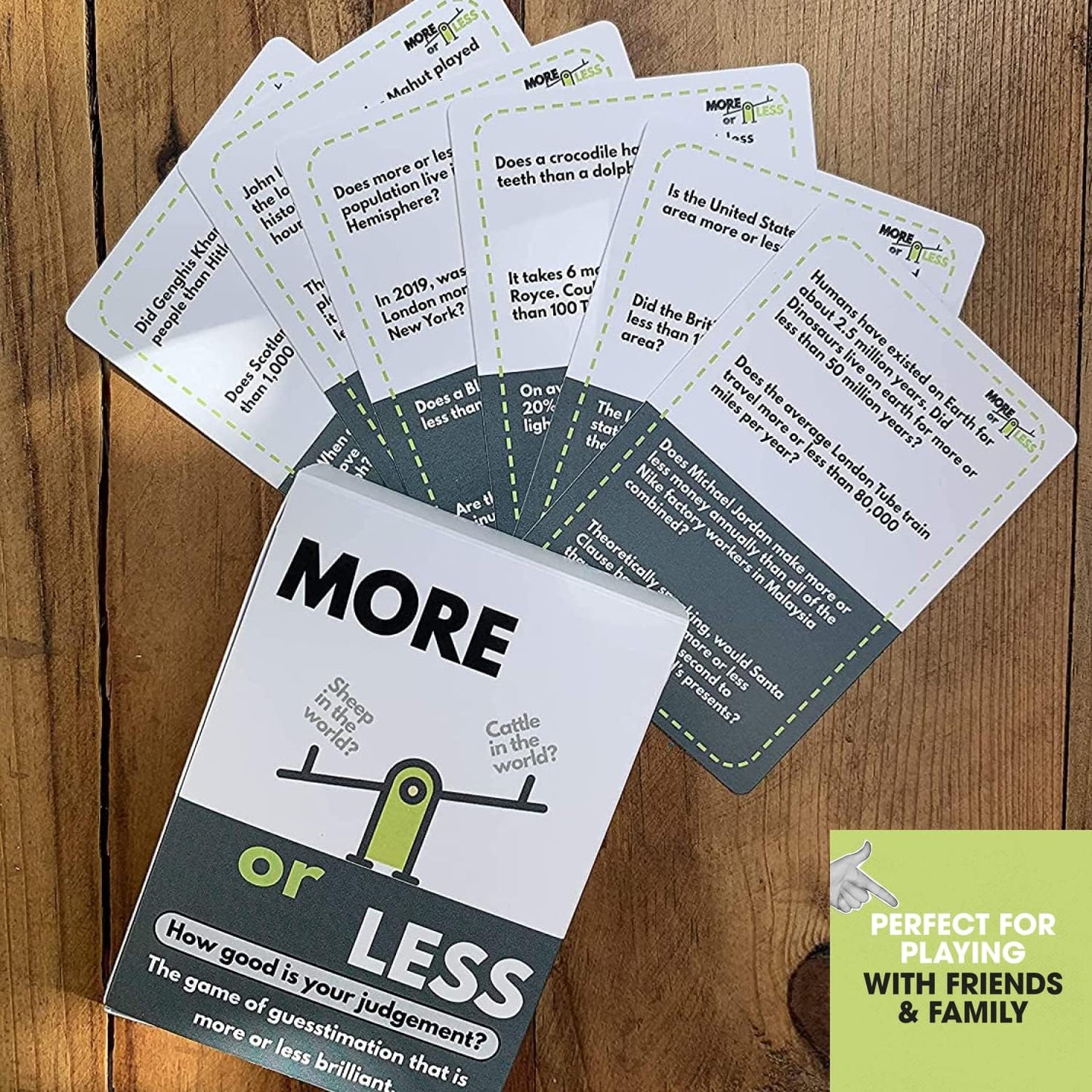 More or Less First Edition Card Game - How Good Is Your Judgement? 2 Players + | Travel & Pocket Card Game for Kids, Teens & Adults | Play Anywhere