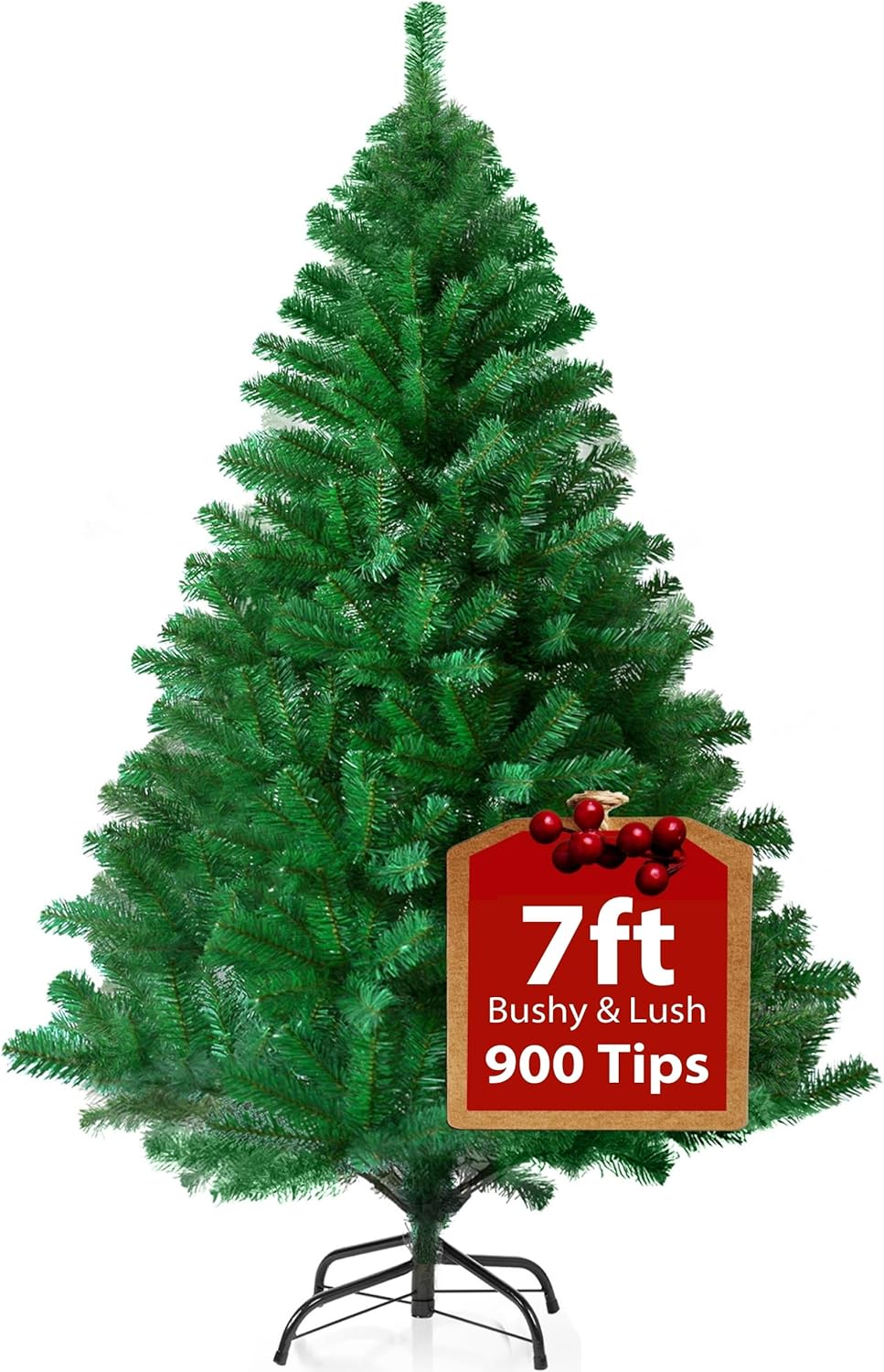 KLASS 7ft Christmas Tree 900 Tips Lush Xmas Tree Premium PVC Realistic Artificial Christmas Tree With Metal Stand, Green Christmas Trees in 4ft, 5ft, 6ft & 7 ft Sizes Ideal Christmas Decoration