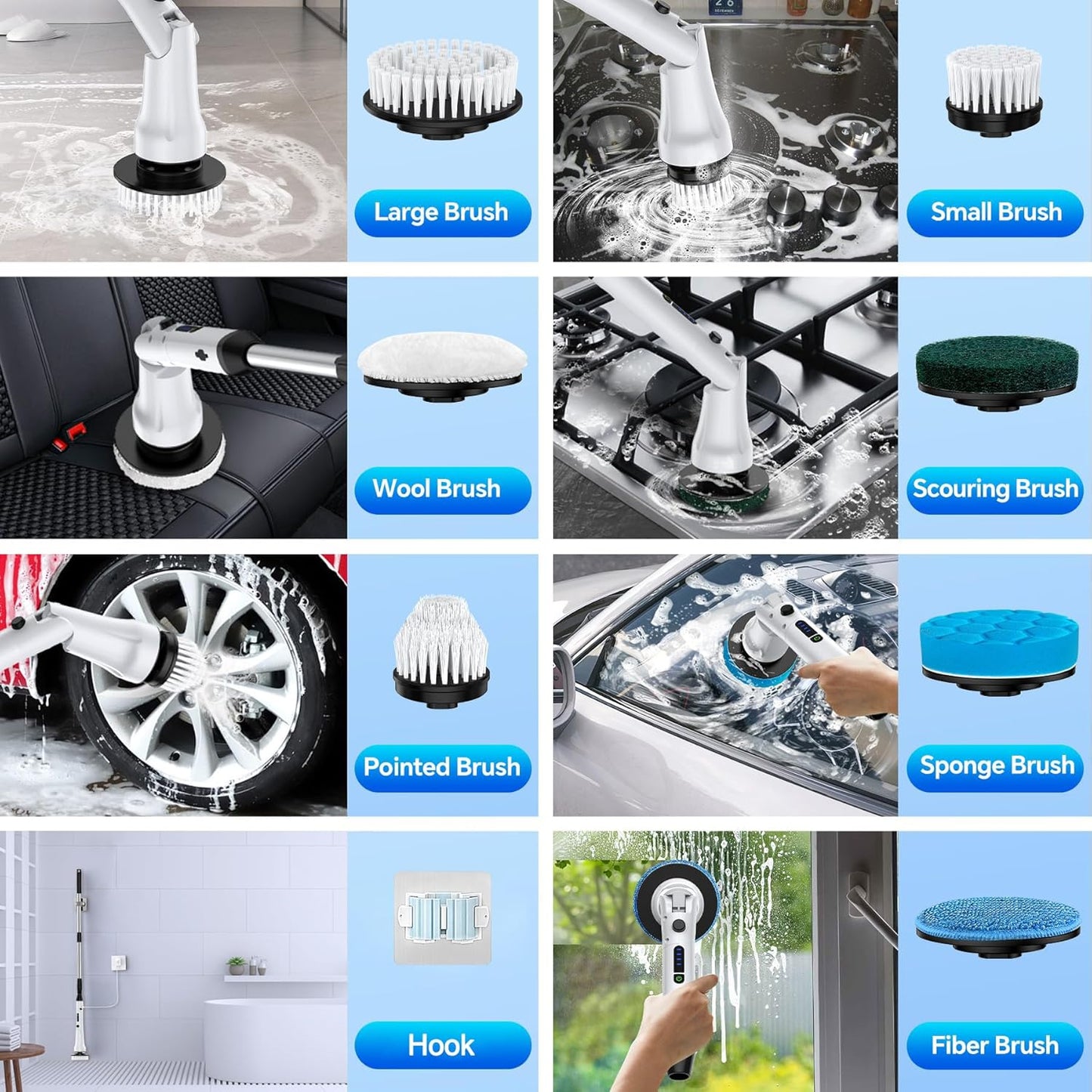 Airlovers Electric Spin Scrubber 2025 – Powerful Cleaning Tool with 3 Adjustable Angles & 8 Interchangeable Brush Heads | Perfect for Floors and Surfaces