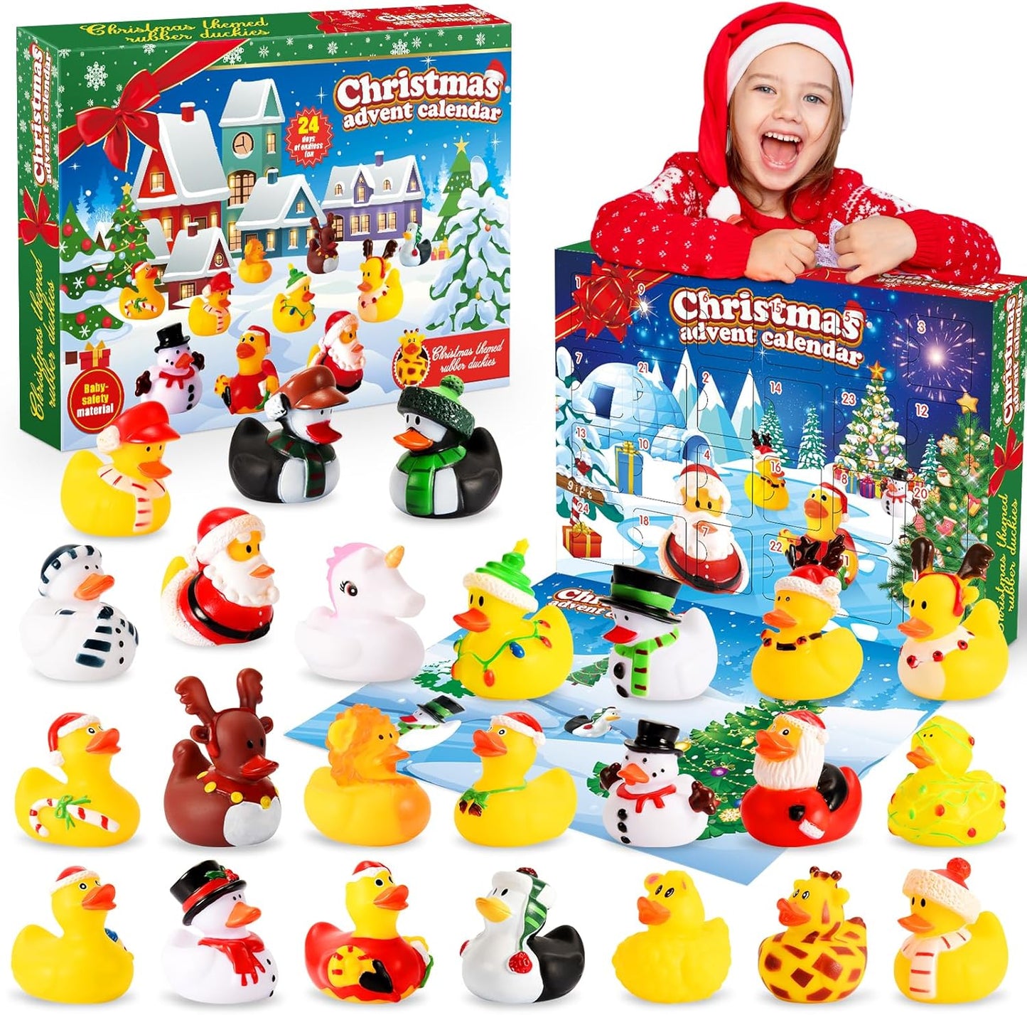 Gralal Advent Calendar 2025 Kids, Rubber Duck Bath Toys 24 Days Christmas Countdown Calendar 2025 Christmas Xmas Gifts for Kids Eve Gifts for 3-9 Year Old Girls Toys for 3-10 Year Old Boys
