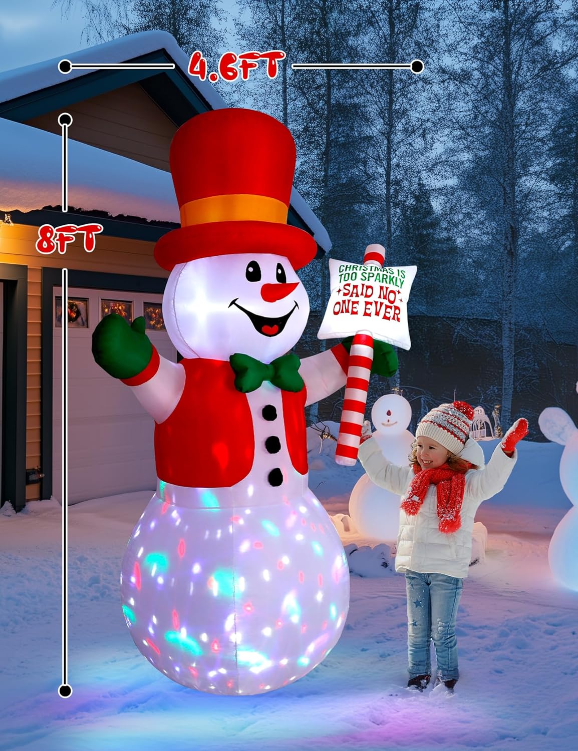 Vintoney 244 cm/ 8 FT inflatable snowman Christmas inflatables decorations outdoor decoration large blow ups for yard holiday xmas indoor garden holiday air filled led