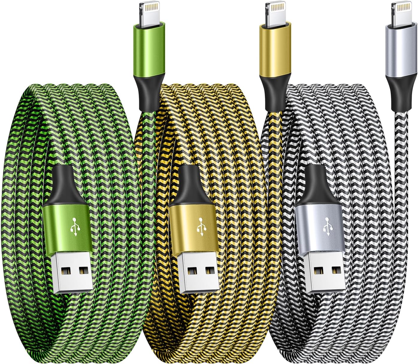 iPhone Charger Cable 1.8M 3Pack, Apple Charger MFi Certified Lightning Cable Nylon Braid iPhone Fast Charging cord Compatible With iPhone 14 13 12 11 XS XR X Pro Max Mini 8 7 6S 6 Plus 5S SE