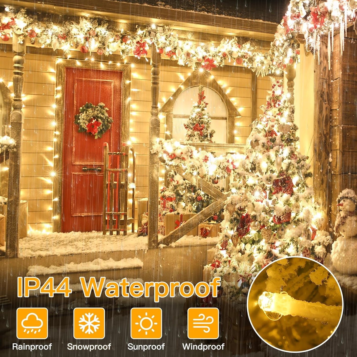 Ollny 10m 100 LED Fairy Lights Mains Powered, Outdoor Waterproof String Light with Remote/Plug/Modes/Timer, Bright Warm White Lighting Outside Indoor Garden Tree Decorations