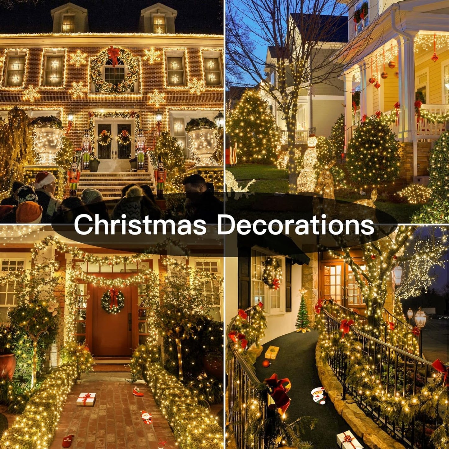 Ollny 20m 200 LED Fairy Lights Mains Powered, Outdoor Waterproof String Light with Remote/Plug/Modes/Timer, Bright Warm White Lighting Outside Indoor Garden Tree Party Wedding Decorations