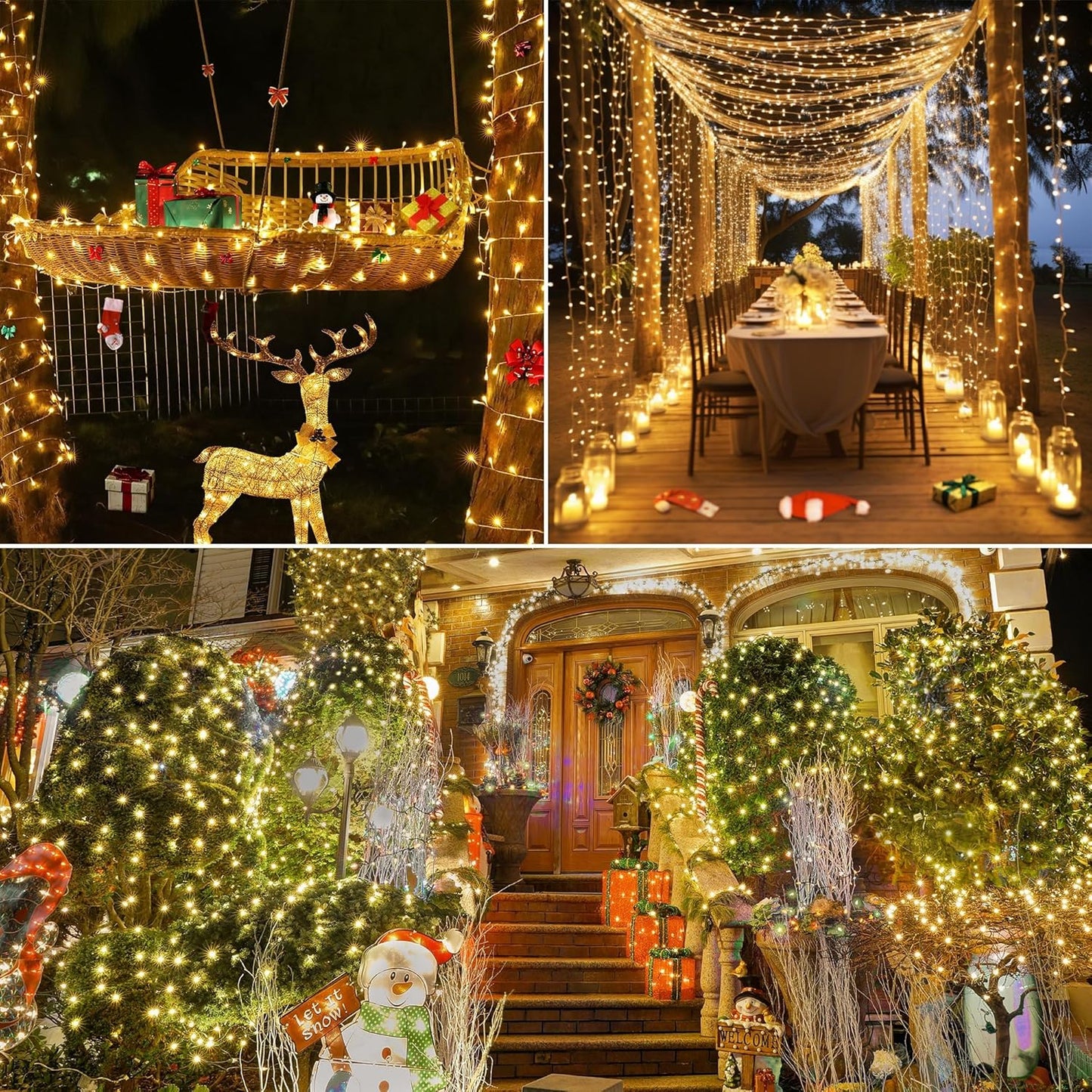 Ollny 10m 100 LED Fairy Lights Mains Powered, Outdoor Waterproof String Light with Remote/Plug/Modes/Timer, Bright Warm White Lighting Outside Indoor Garden Tree Decorations