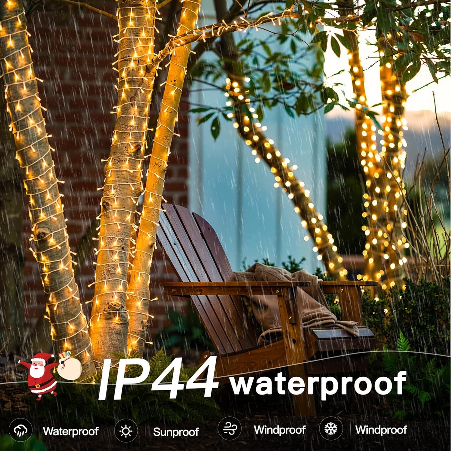 Hopexy Fairy Lights, 10m 100LEDs Fairy Lights Mains Powered, Outdoor Waterproof Fairy String Light with Plug, Bright Warm White Lighting Outside Indoor for Patio Garden Wedding Party Tree Decorations