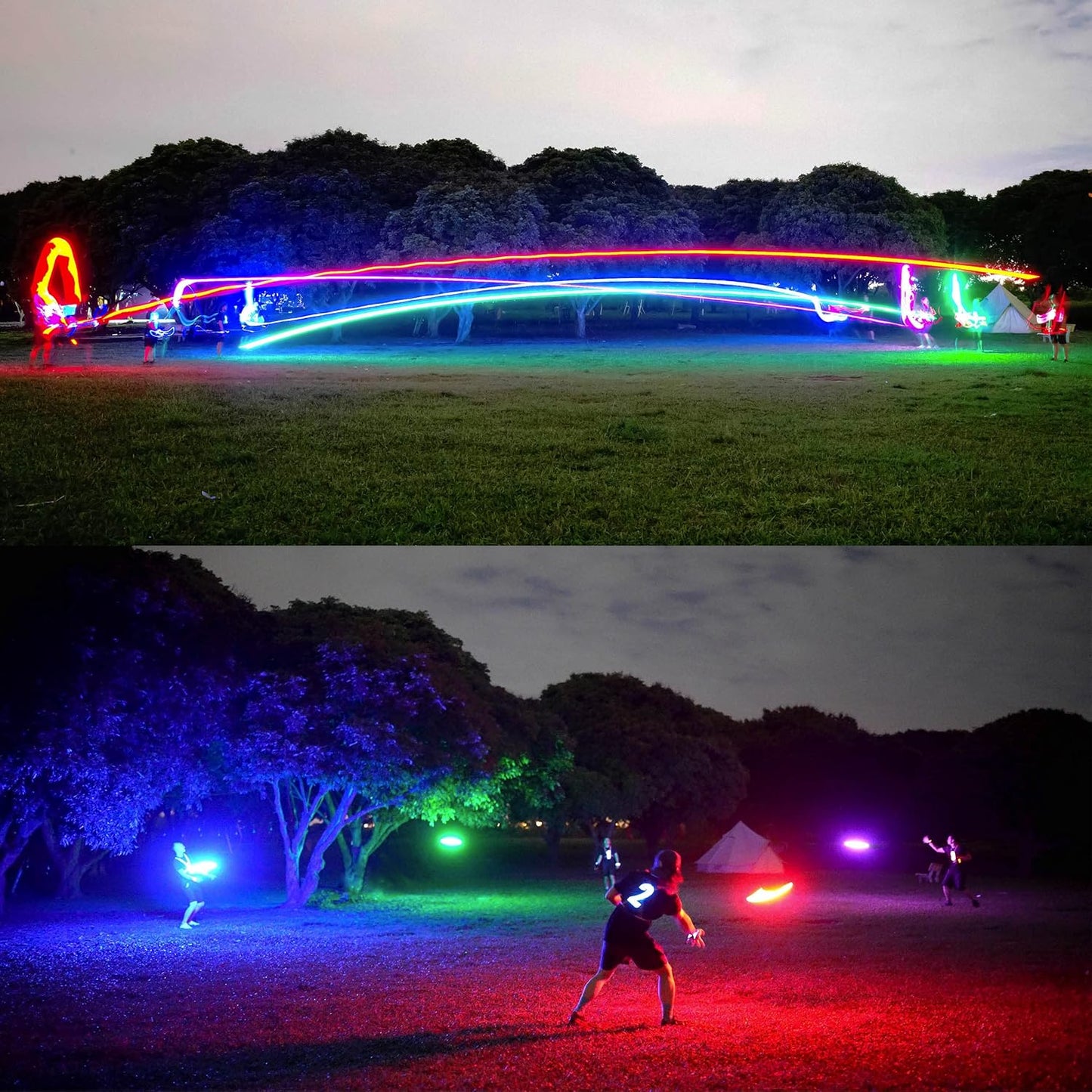 TOSY Flying Disc - 16 Million Color RGB LEDs, Extremely Bright, Smart Modes, Auto Light Up, Rechargeable, Waterproof, Birthday, Camping Gift, 175g Frisbee
