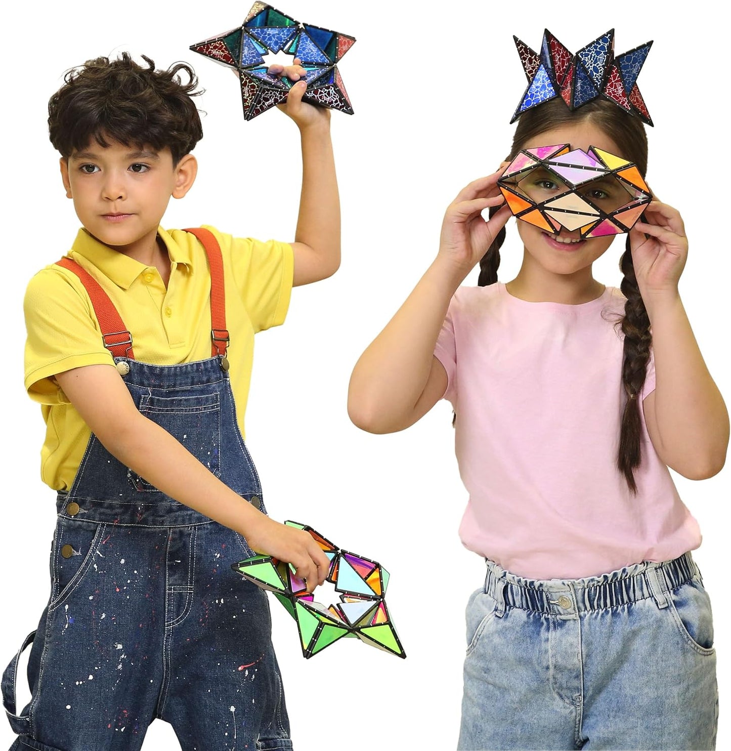 TOSY Magnet Pyramid Stone - 1 Cube Transforms into 1 Billion Shapes, 12 pieces, 243 Magnets, Holographic Design Magnet Tiles Creative Puzzle STEM/STEAM Toy