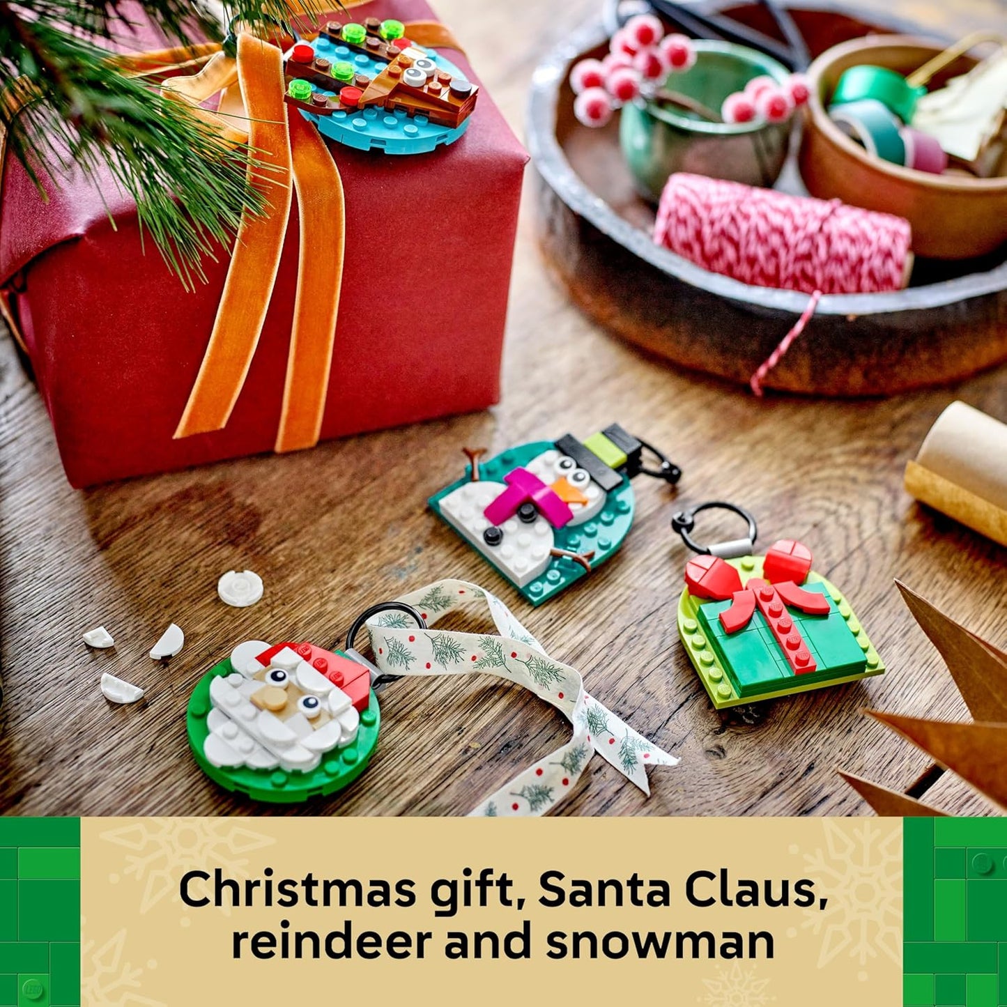 LEGO Christmas Ornament Selection - Building Toy with 4 Hanging Decorations incl. Santa, a Snowman & a Reindeer - Fun Family Activity for 6+ Year Old Girls & Boys - 40744
