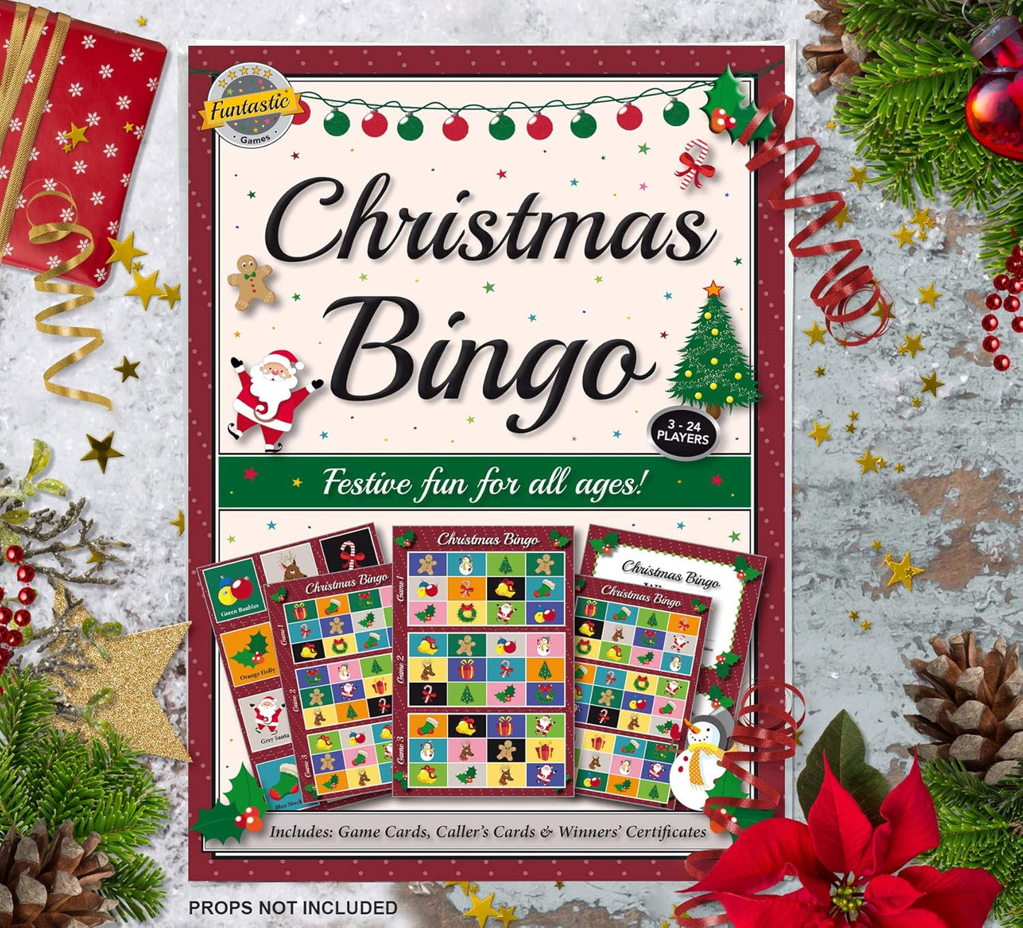 Christmas Party Bingo Game. A fun entertaining activity idea for family, friends, office party, clubs or pubs -novelty secret santa gift or stocking/xmas eve box filler.