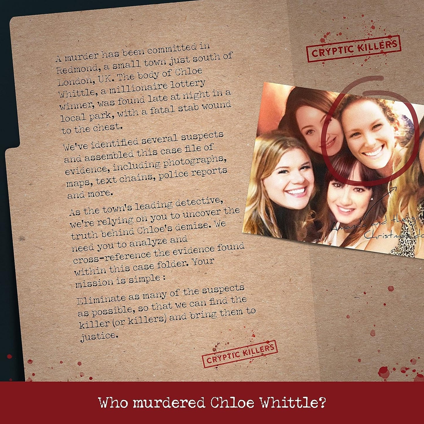 Cryptic Killers Unsolved murder mystery game - Cold Case Files Investigation Detective clues/evidence - Solve the crime - For individuals, date nights & party groups - Murder of a millionaire