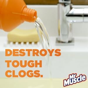 Mr Muscle Drain Unblocker, Sink & Drain Cleaner, Fast Acting Heavy Duty Gel Formula, Dissolves Clogs, Works 3x Better Than Bleach, Safe for All Pipes, Duo Pack, (2 x 1L)